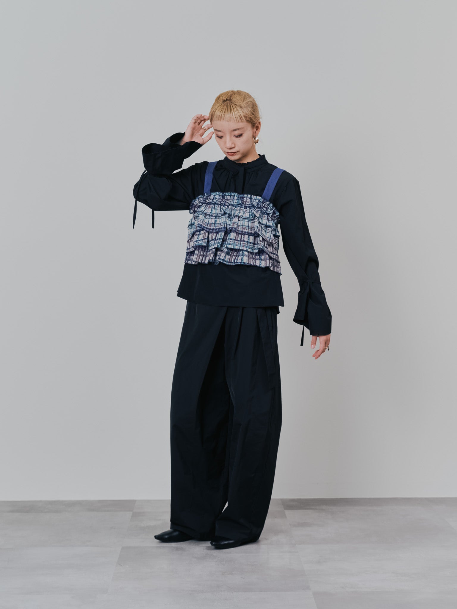 ボータイ2WAYスリーブブラウス [601373] black