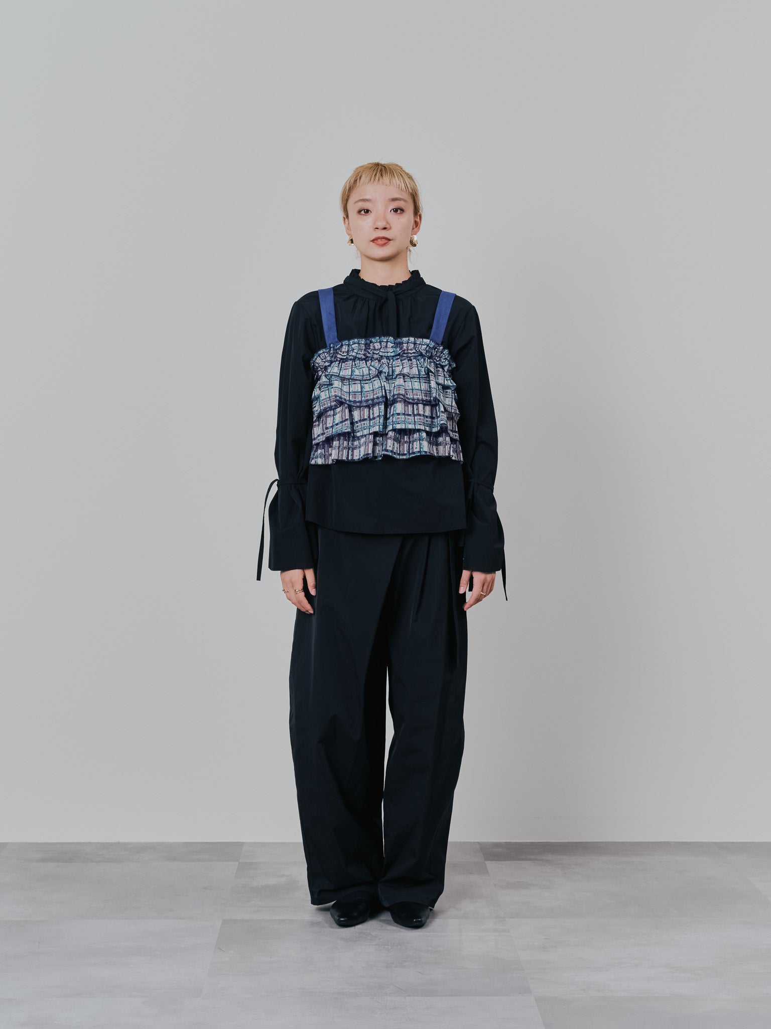 ボータイ2WAYスリーブブラウス [601373] black