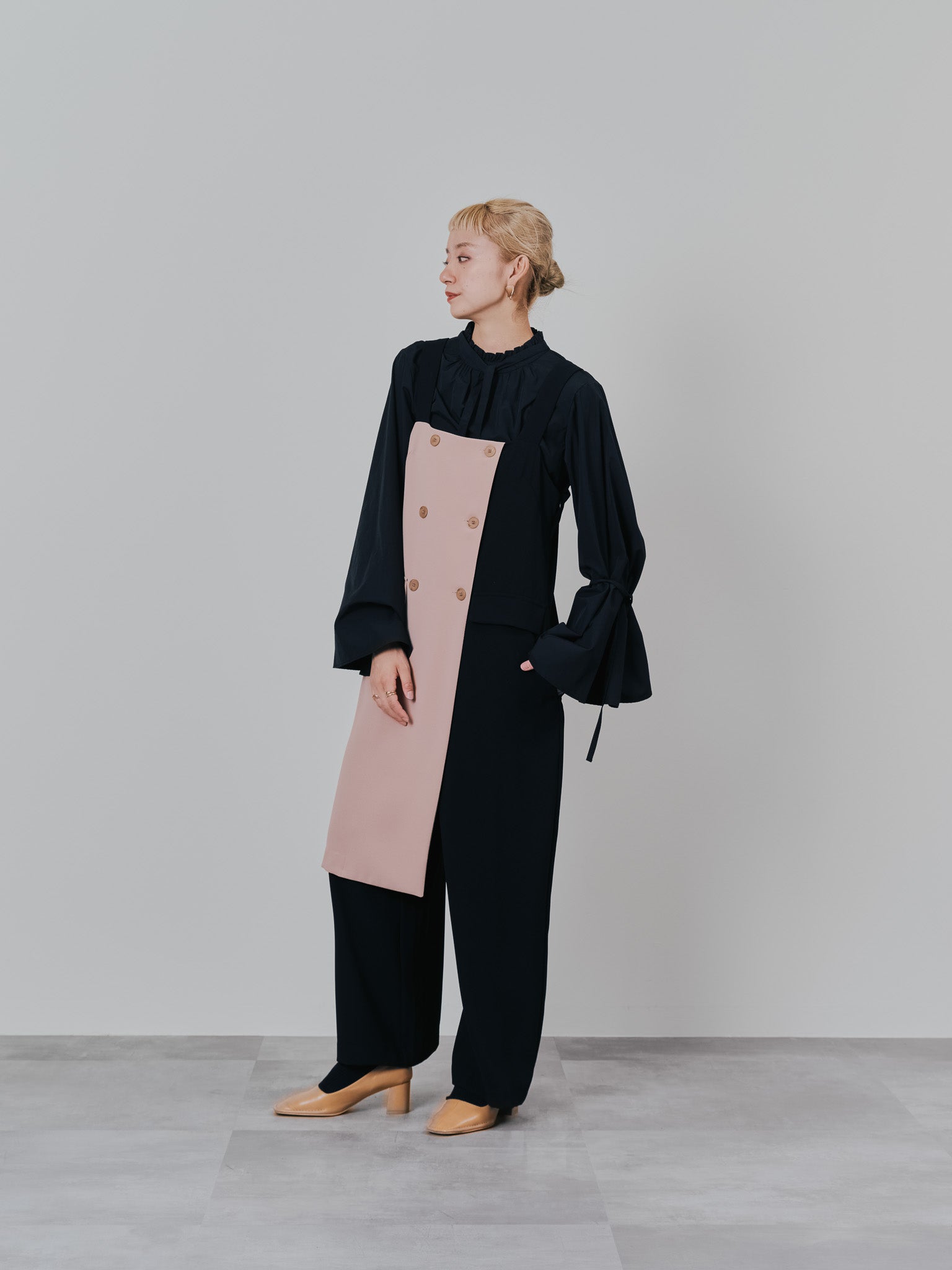 ボータイ2WAYスリーブブラウス [601373] black
