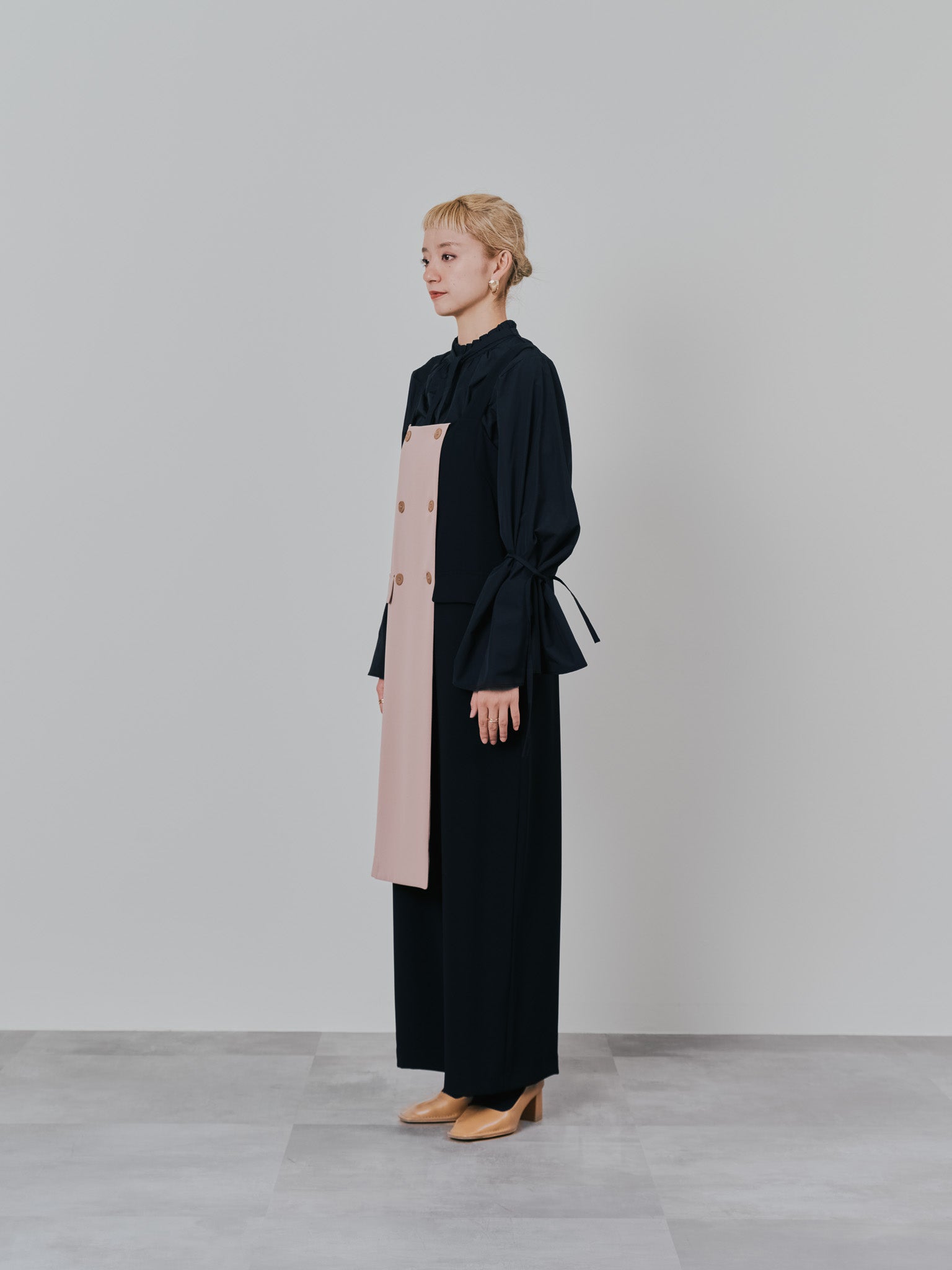 ボータイ2WAYスリーブブラウス [601373] black