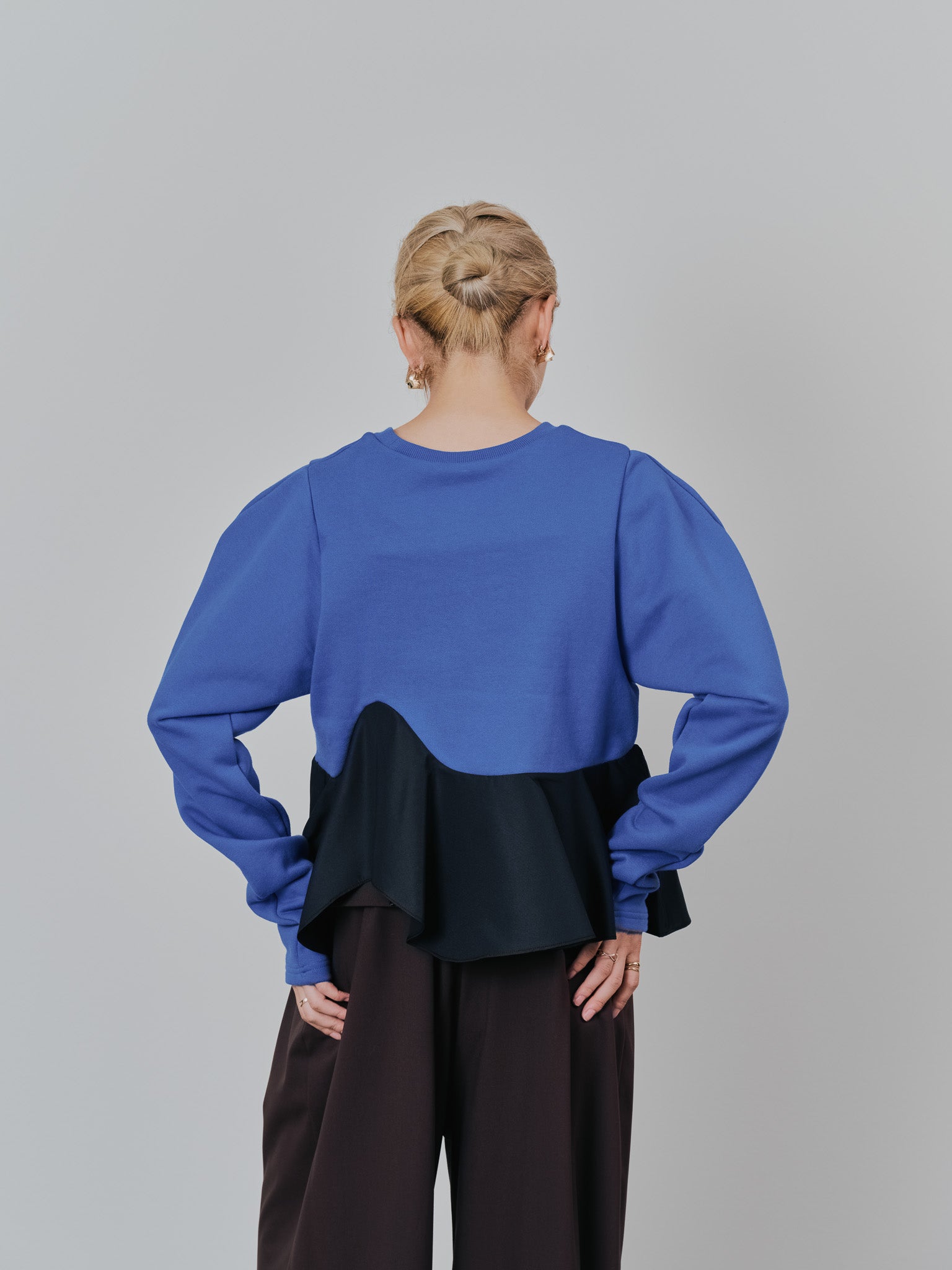 ウェーブ切替ペプラムトップス [601403] blue