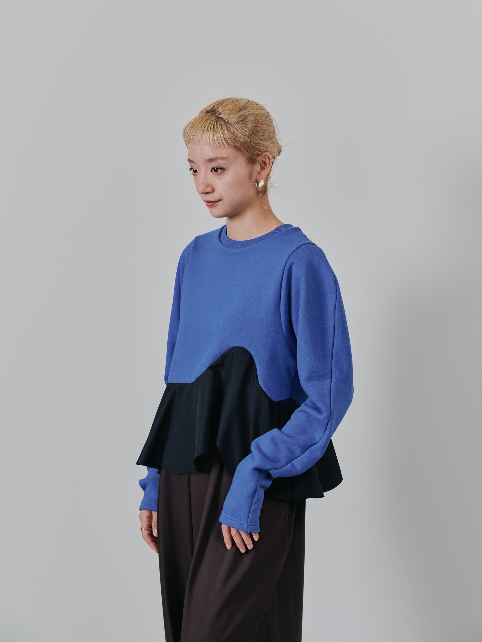 ウェーブ切替ペプラムトップス [601403] blue