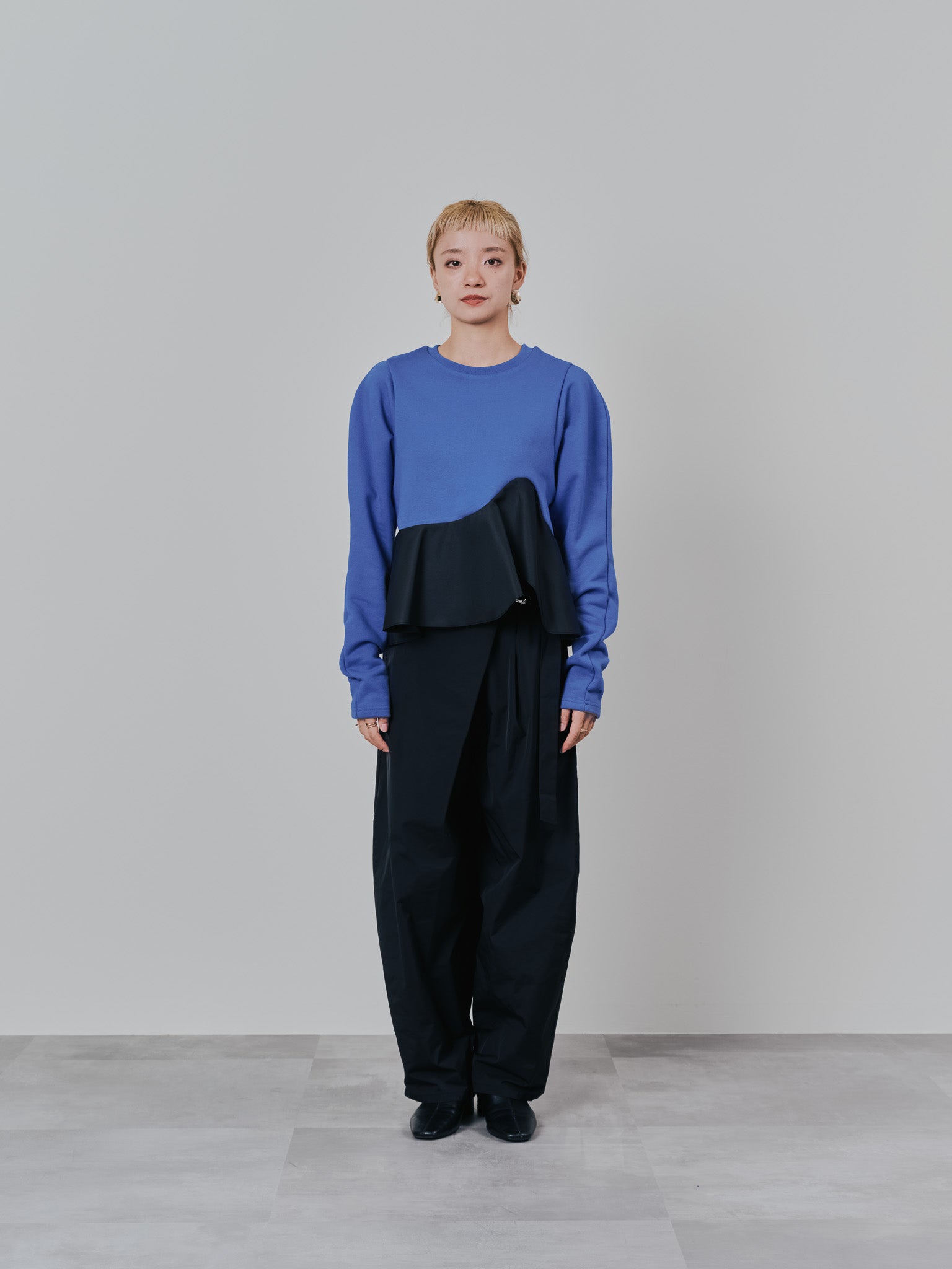 ウェーブ切替ペプラムトップス [601403] blue