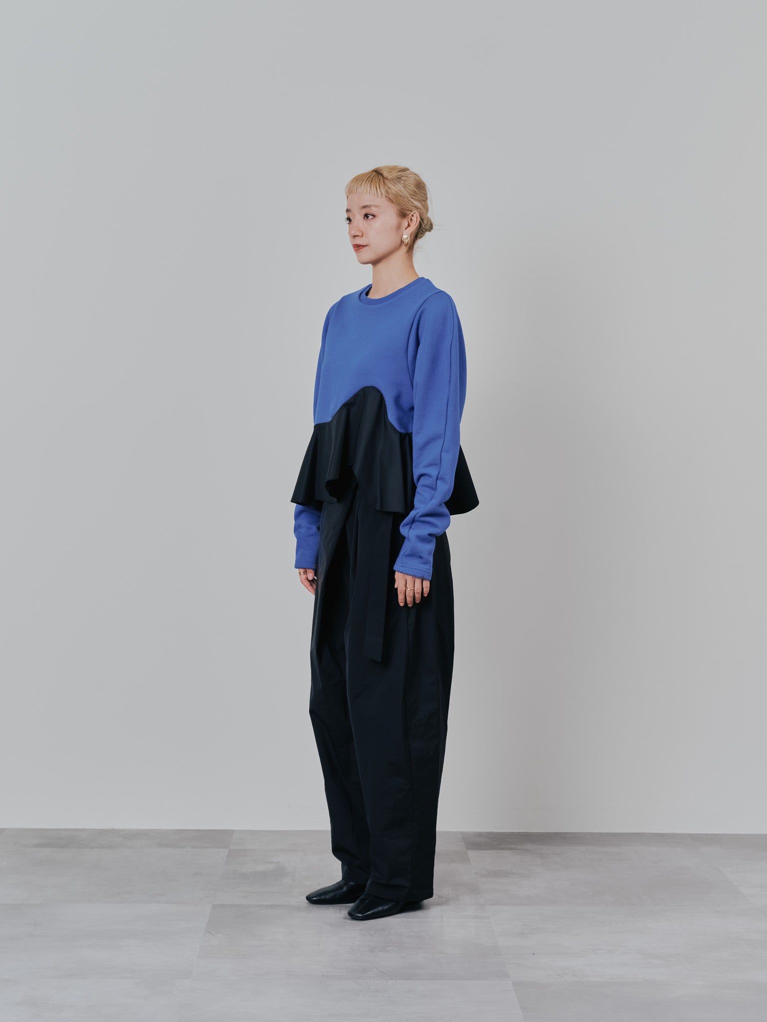 ウェーブ切替ペプラムトップス [601403] blue