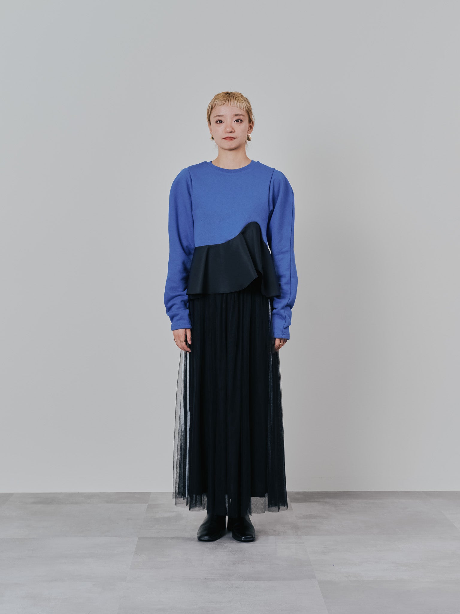ウェーブ切替ペプラムトップス [601403] blue