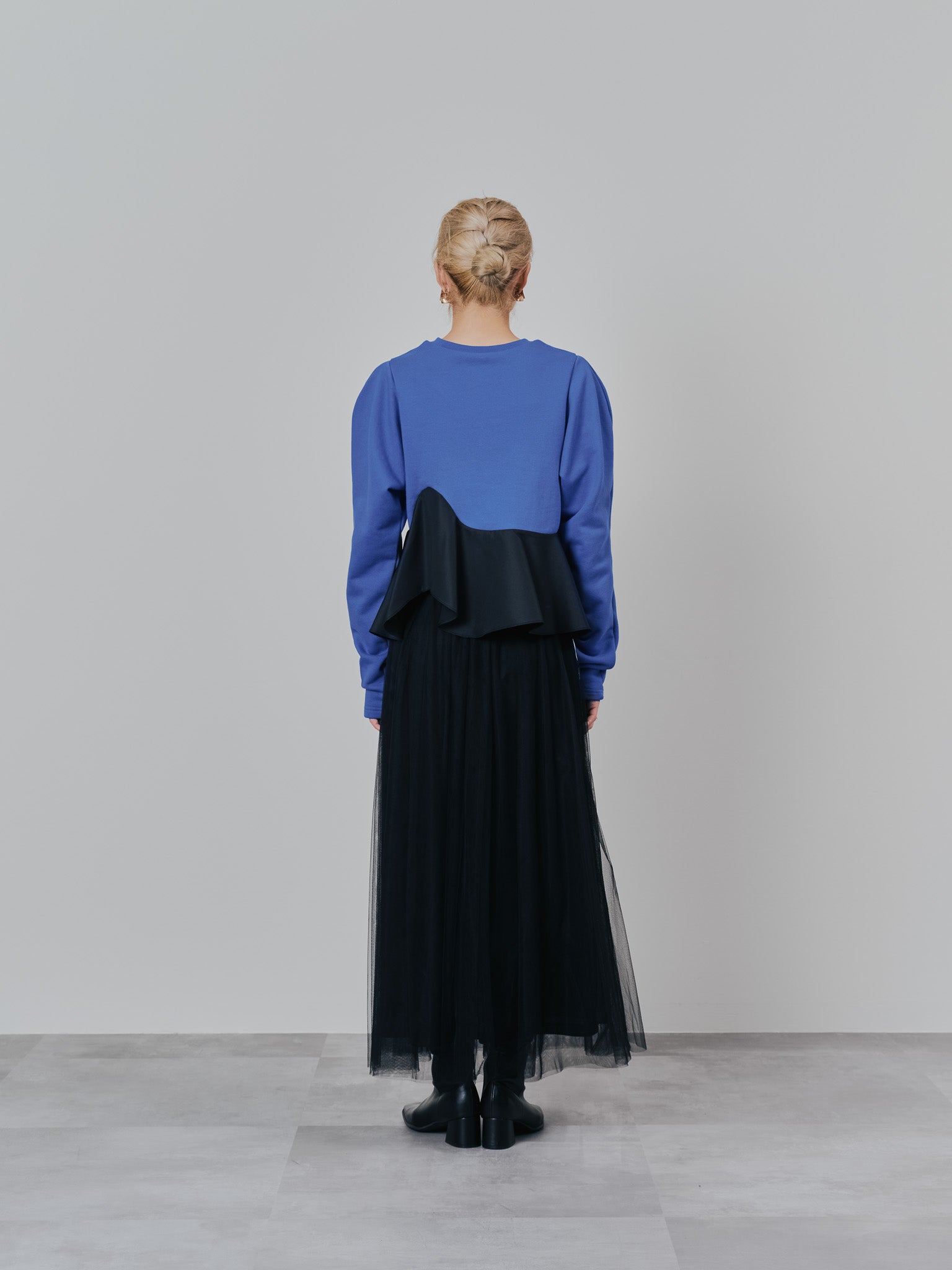 ウェーブ切替ペプラムトップス [601403] blue