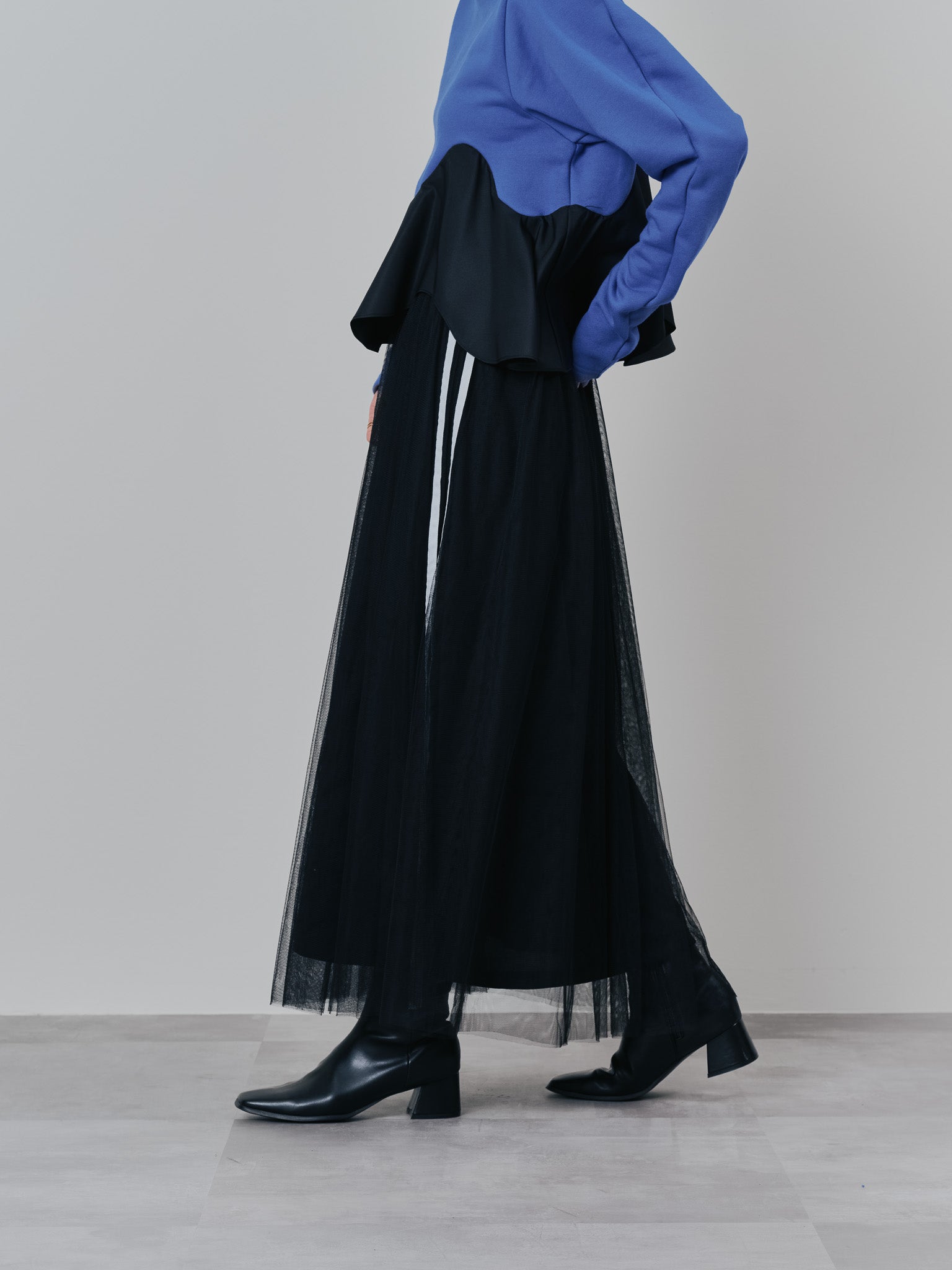 サイドラインチュールスカート [601386] black
