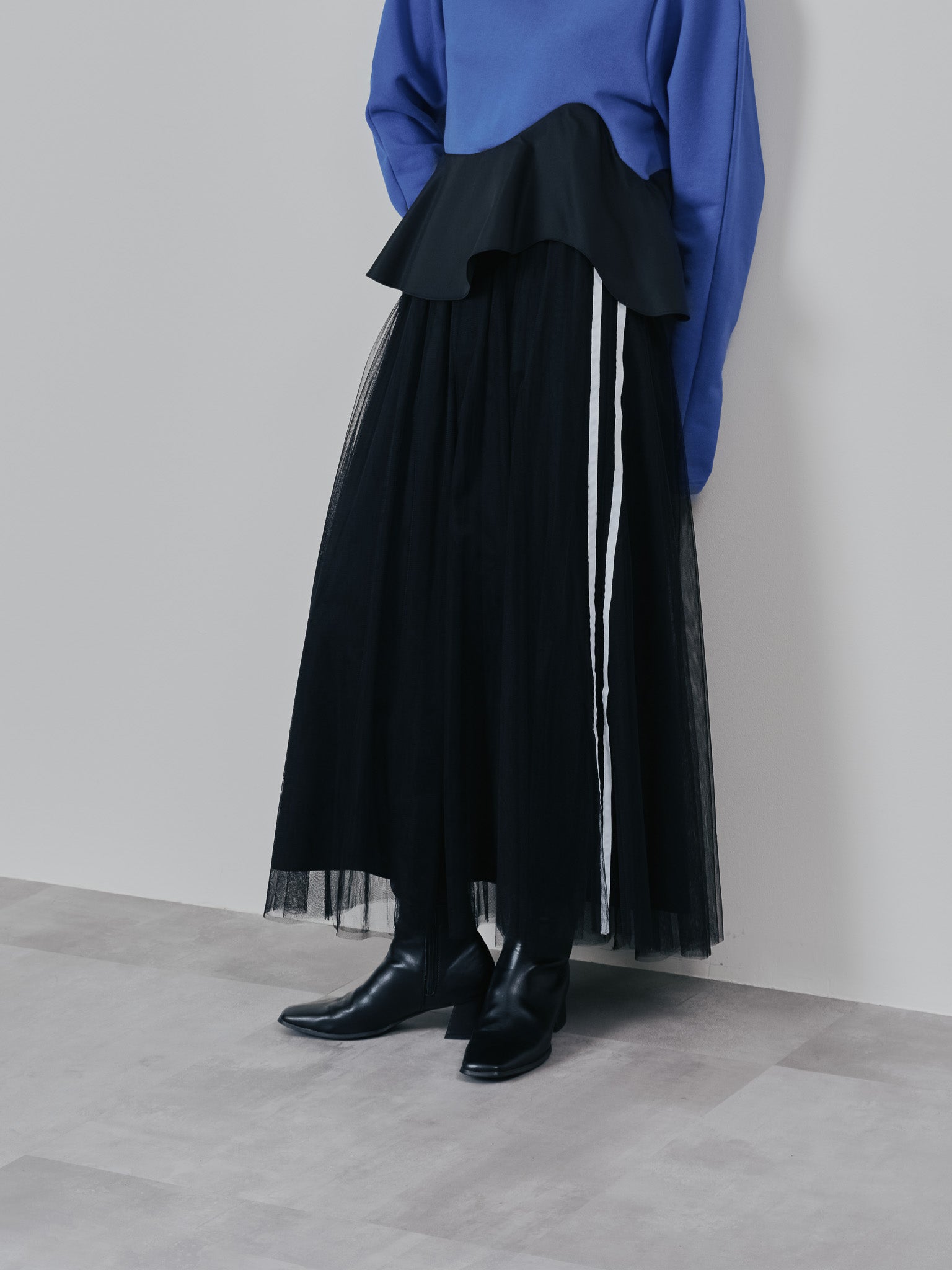サイドラインチュールスカート [601386] black