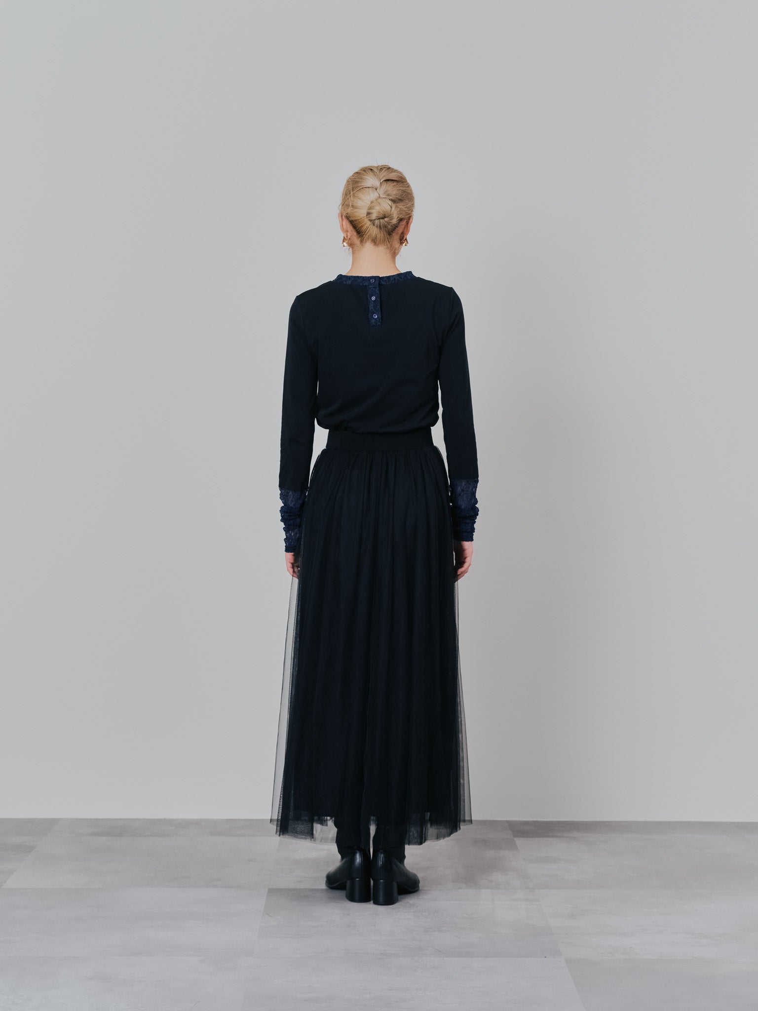 袖レースロンＴ [601400] black
