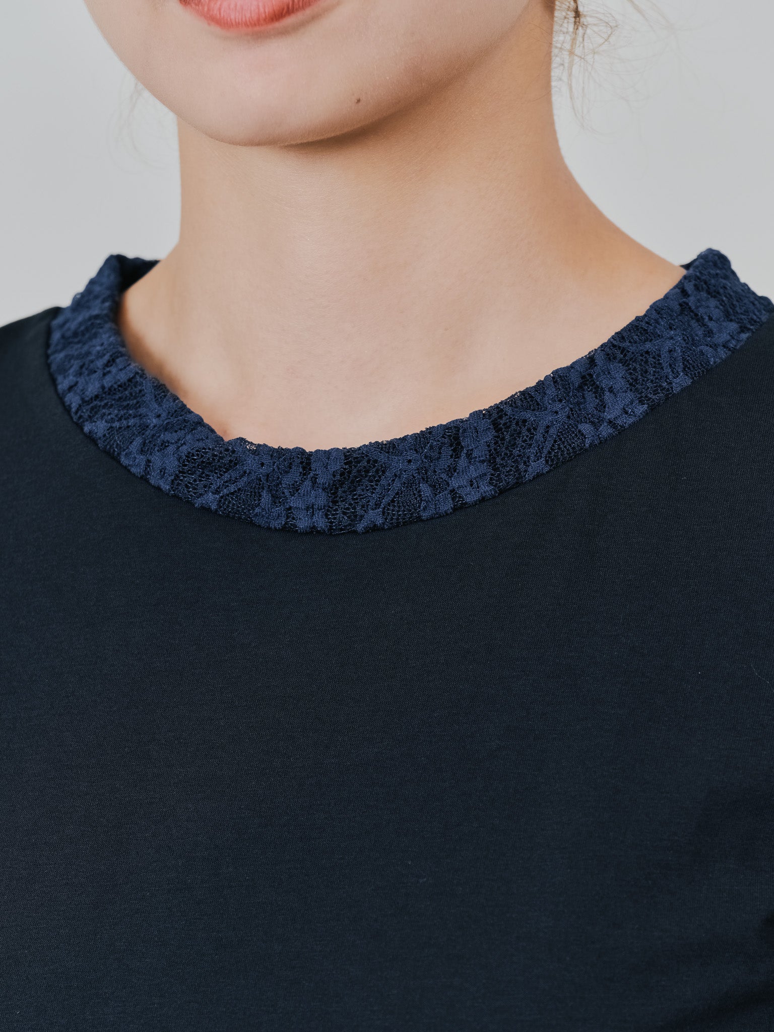 袖レースロンＴ [601400] black