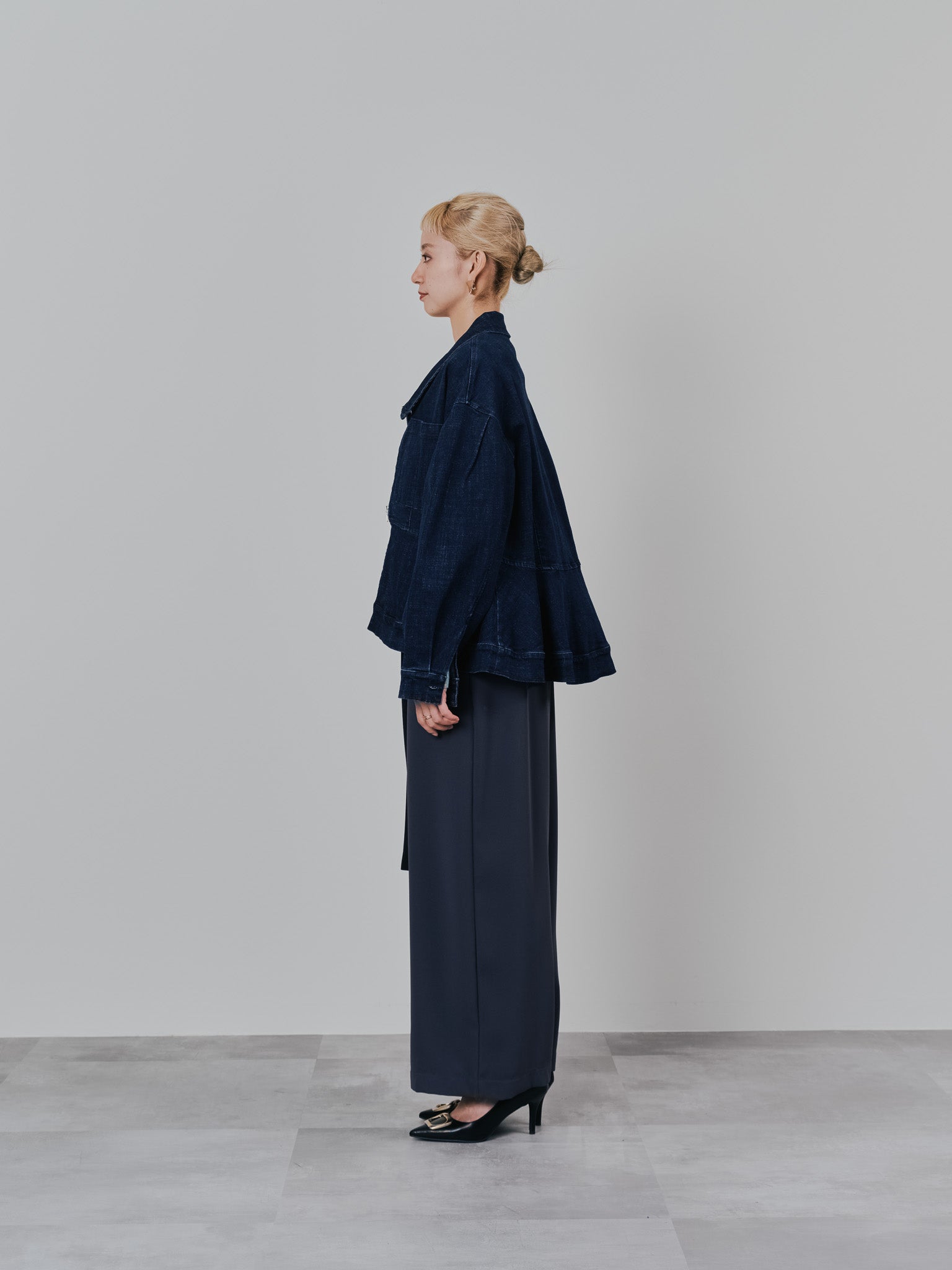 ペプラムデニムジャケット [601384] navy