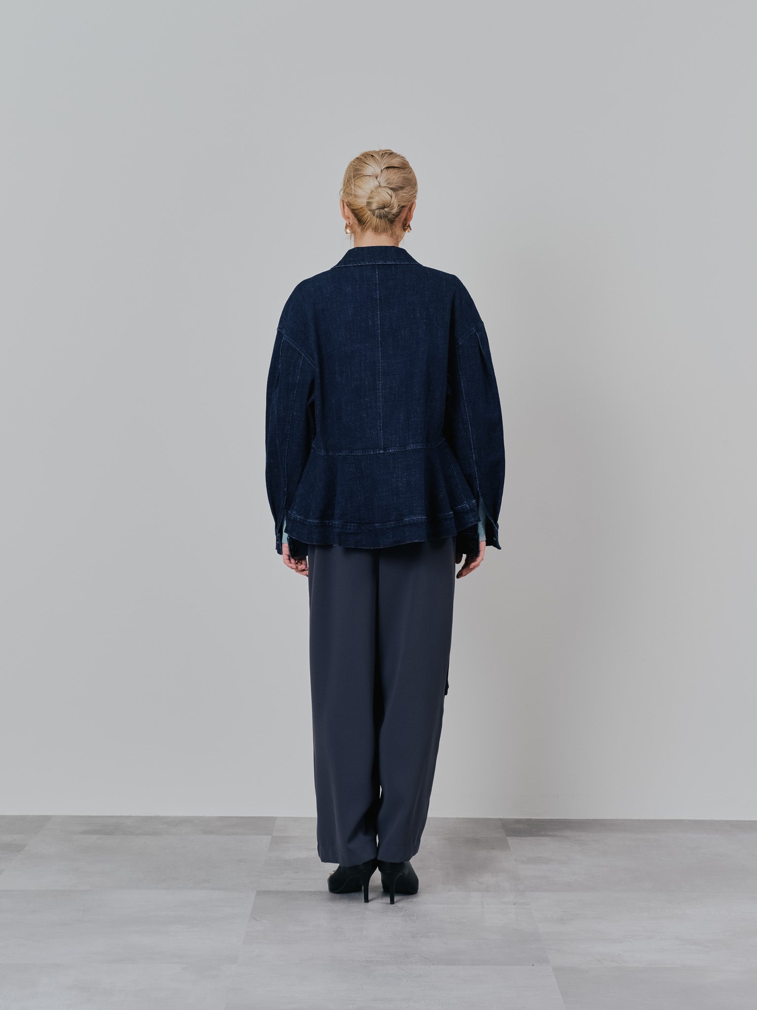 ペプラムデニムジャケット [601384] navy