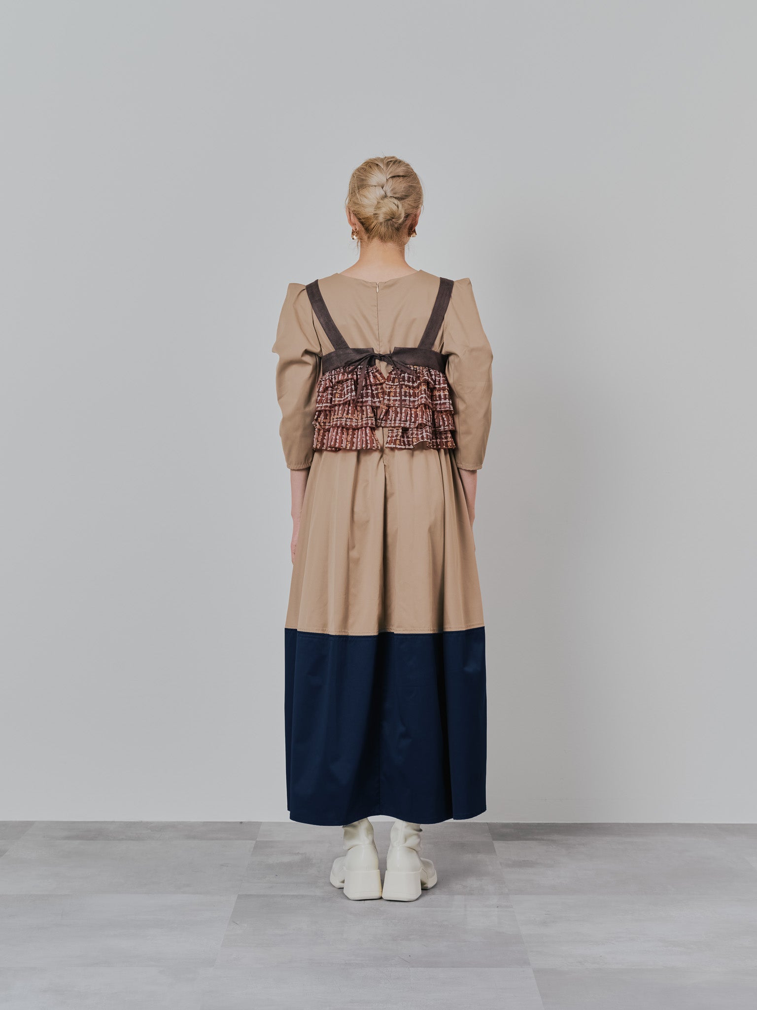チェックプリントフリルティアードビスチェ [603335] brown