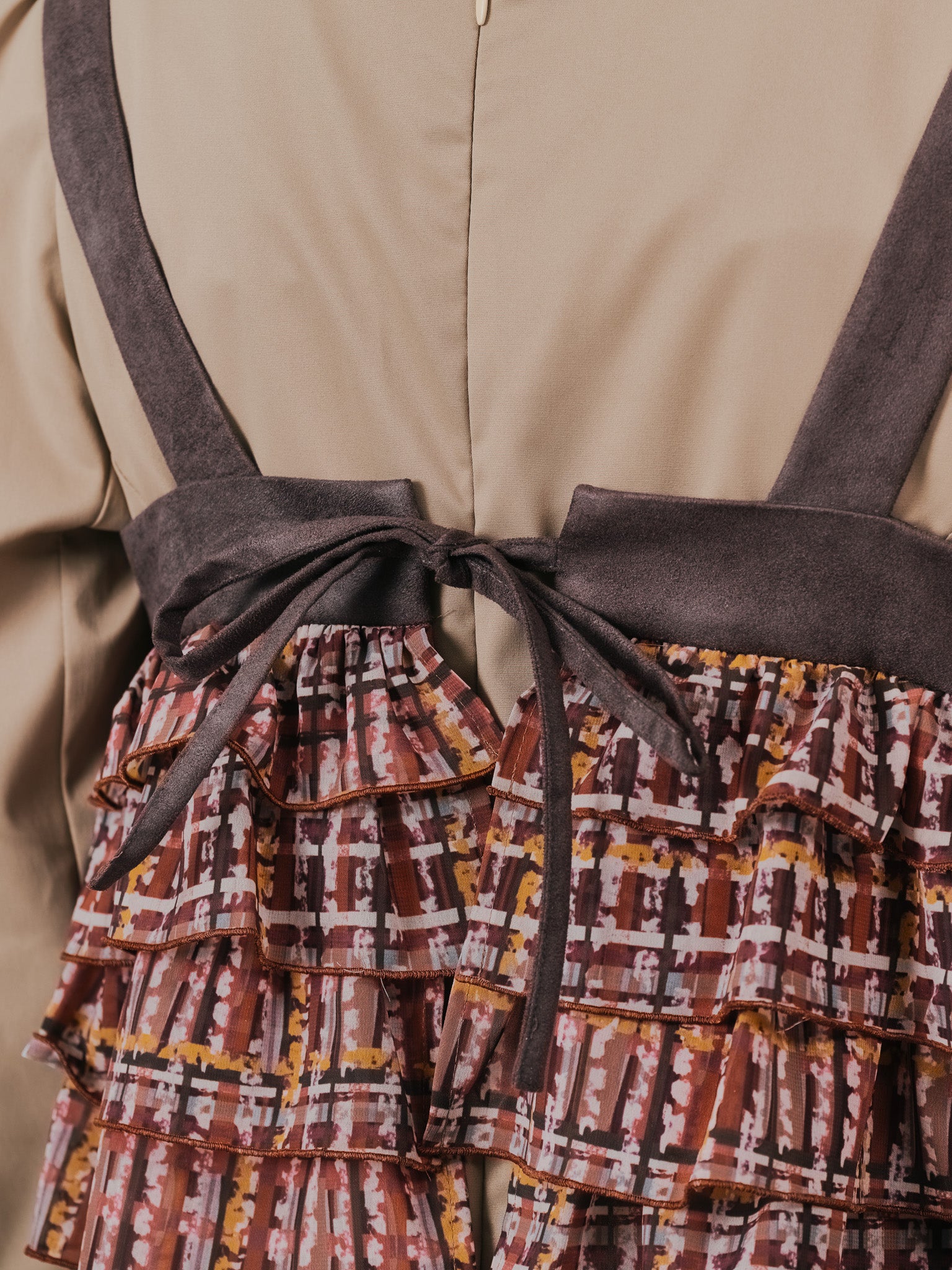 チェックプリントフリルティアードビスチェ [603335] brown