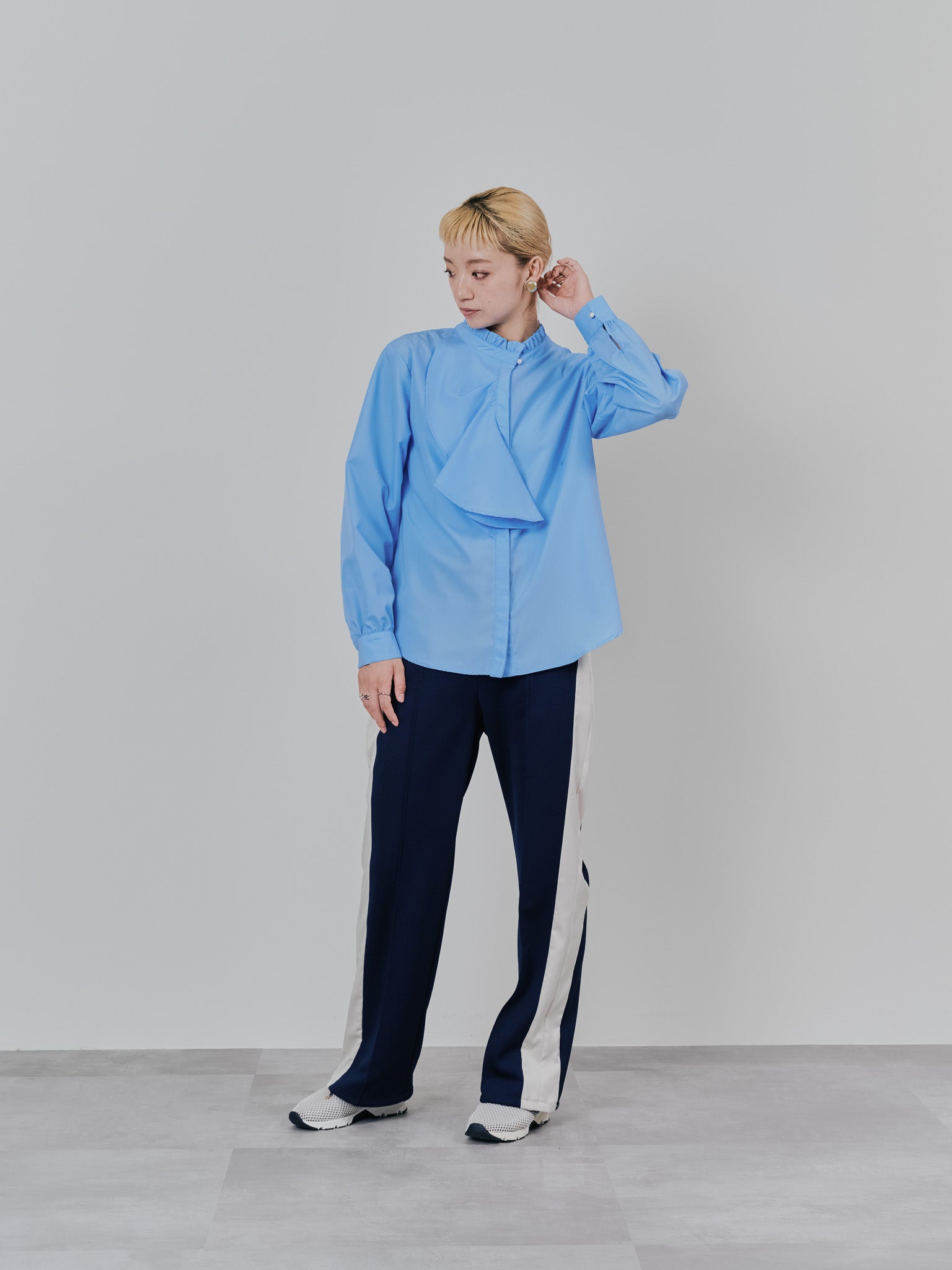 配色サイドライントラックパンツ [603340] navy