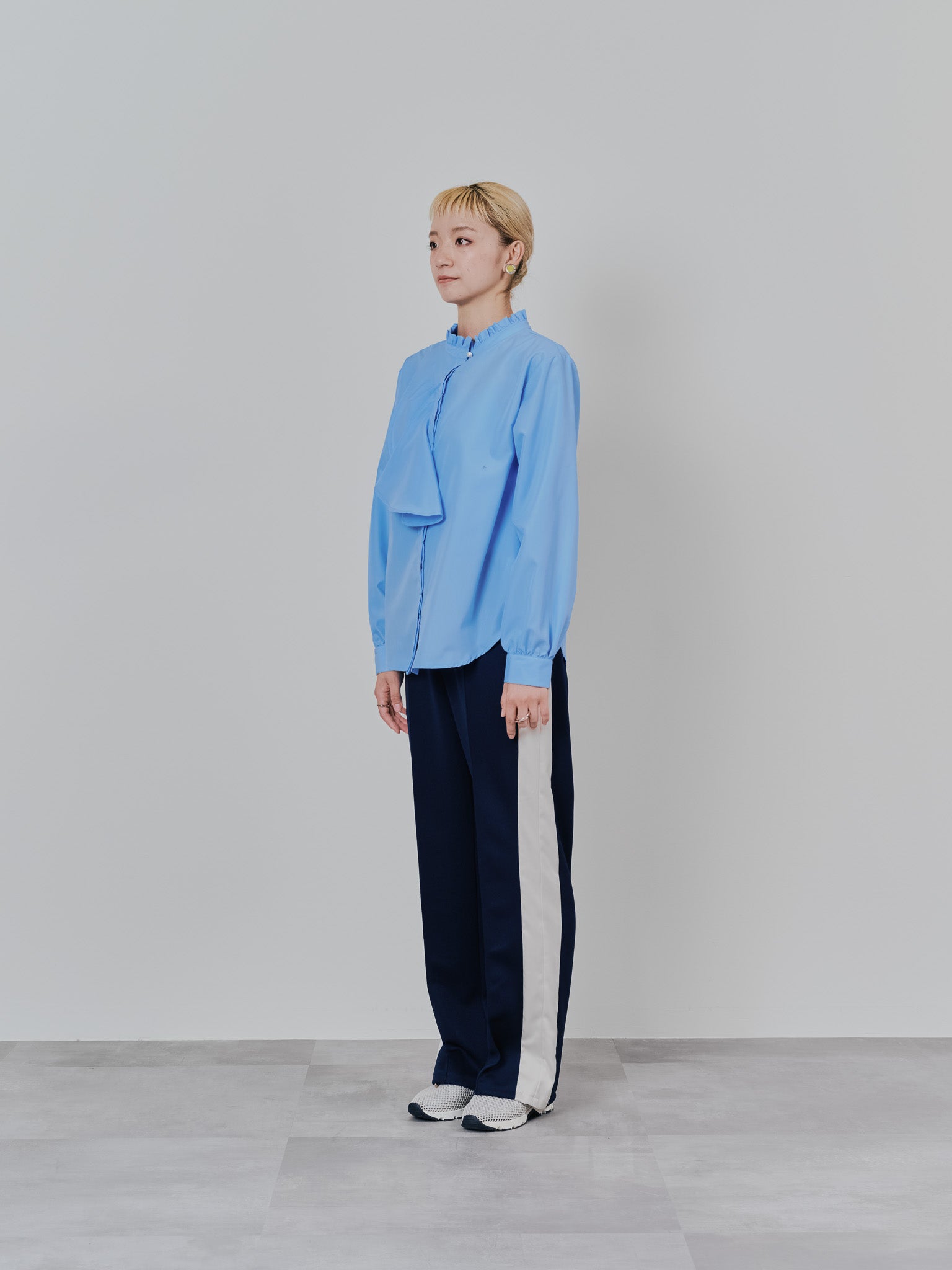 配色サイドライントラックパンツ [603340] navy