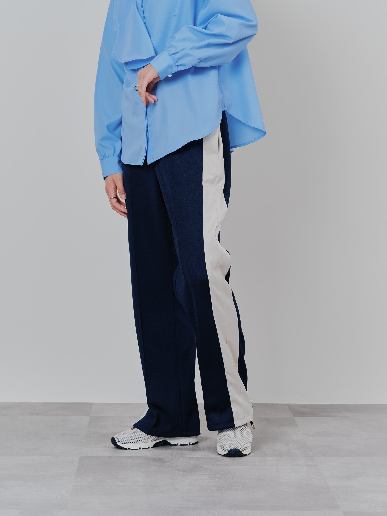配色サイドライントラックパンツ [603340] navy