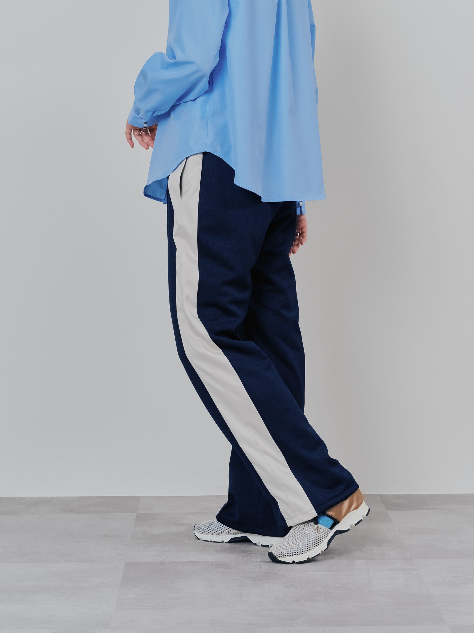 配色サイドライントラックパンツ [603340] navy