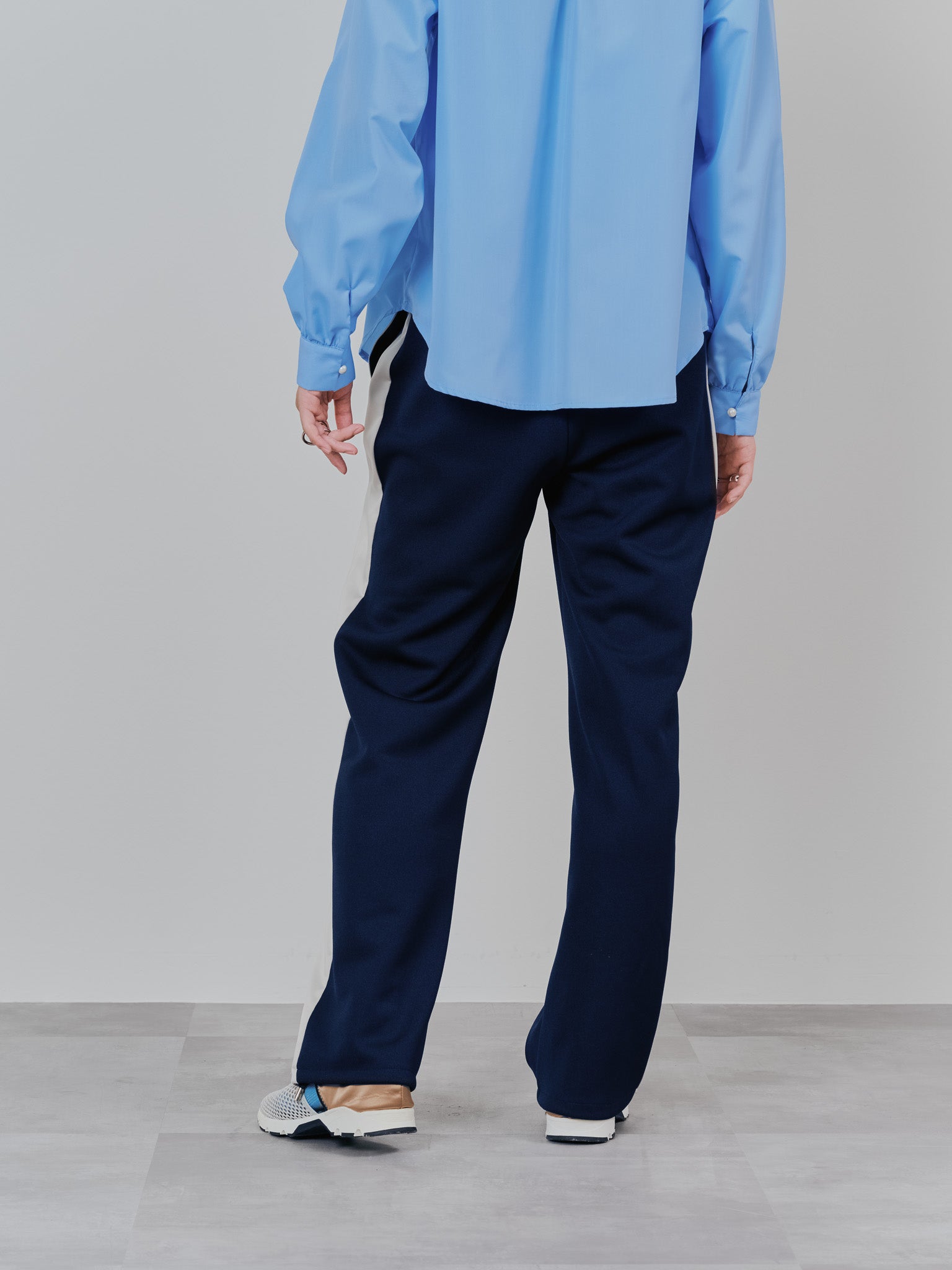 配色サイドライントラックパンツ [603340] navy