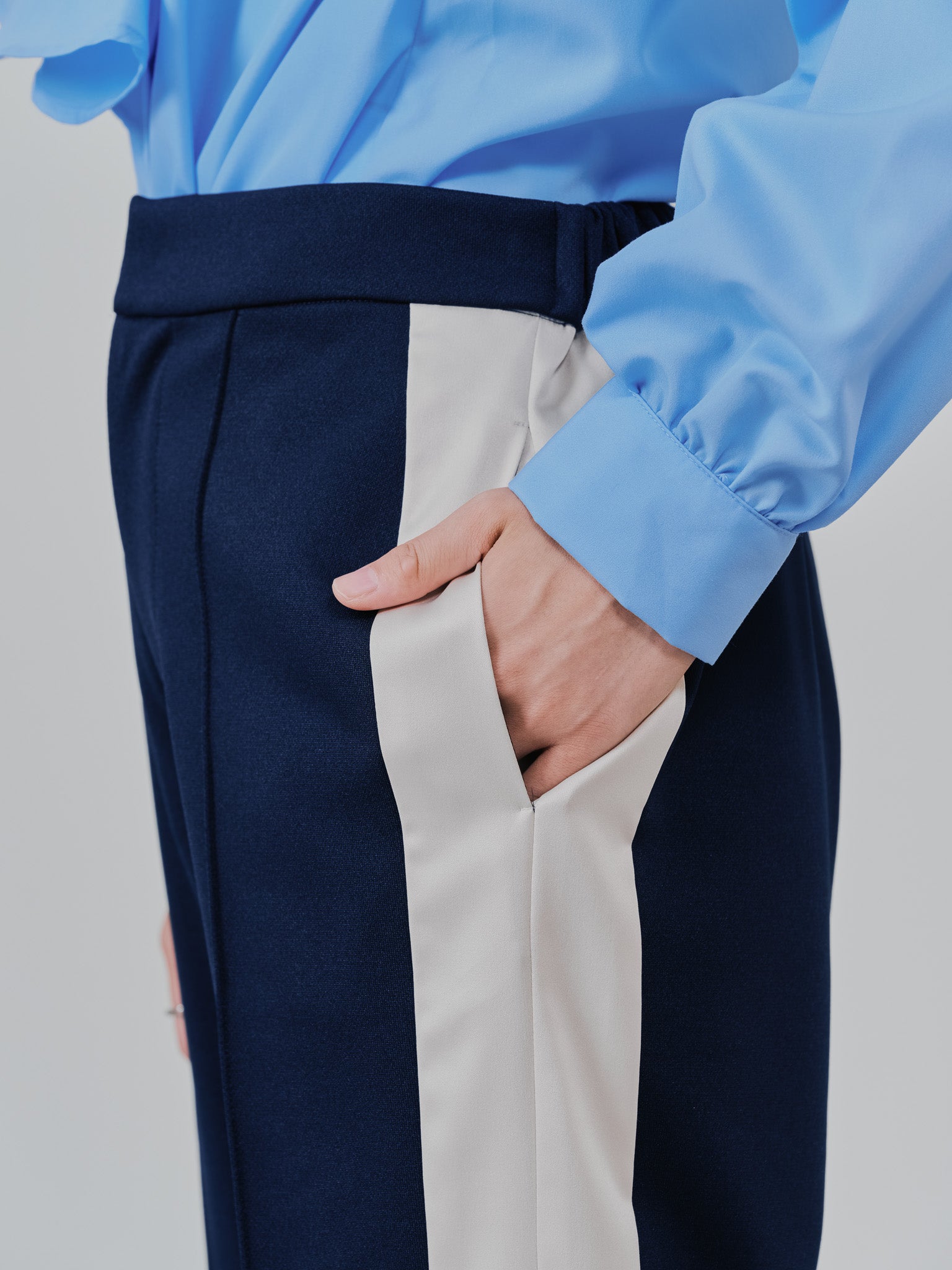 配色サイドライントラックパンツ [603340] navy