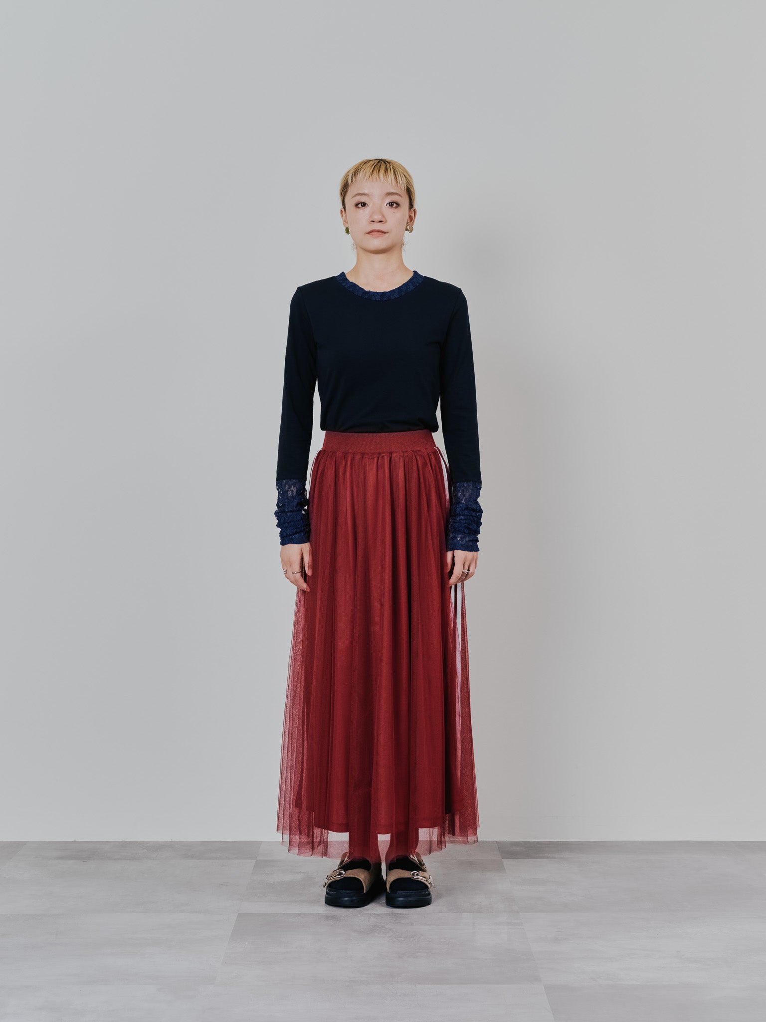 サイドラインチュールスカート [601386] red