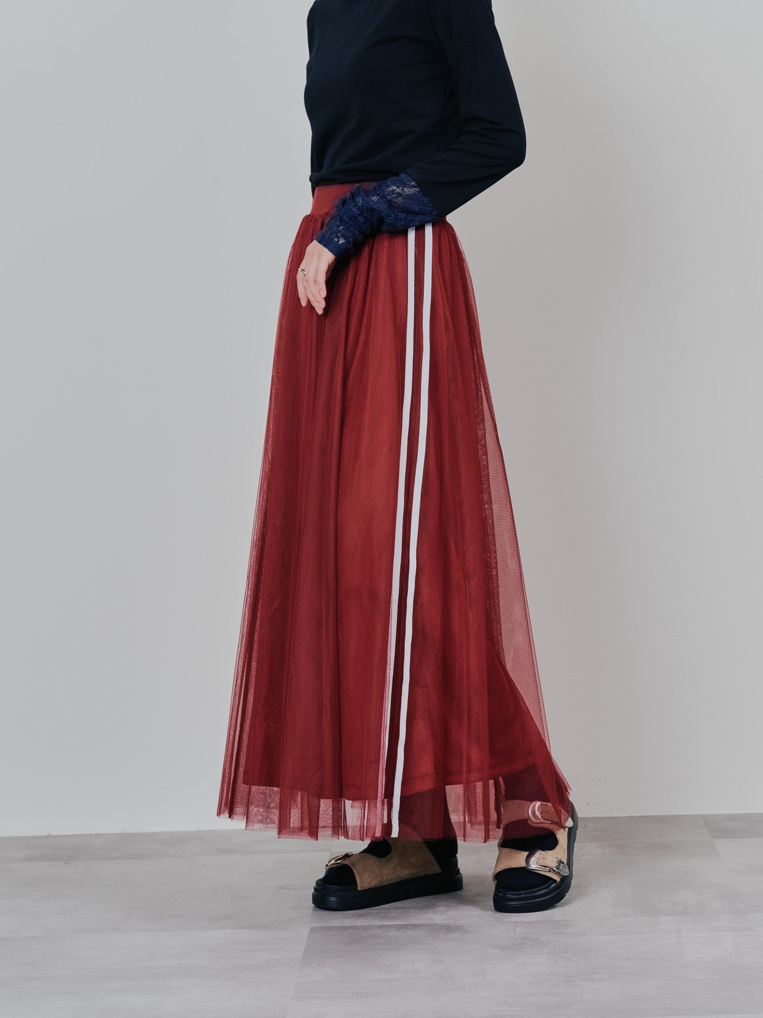 サイドラインチュールスカート [601386] red