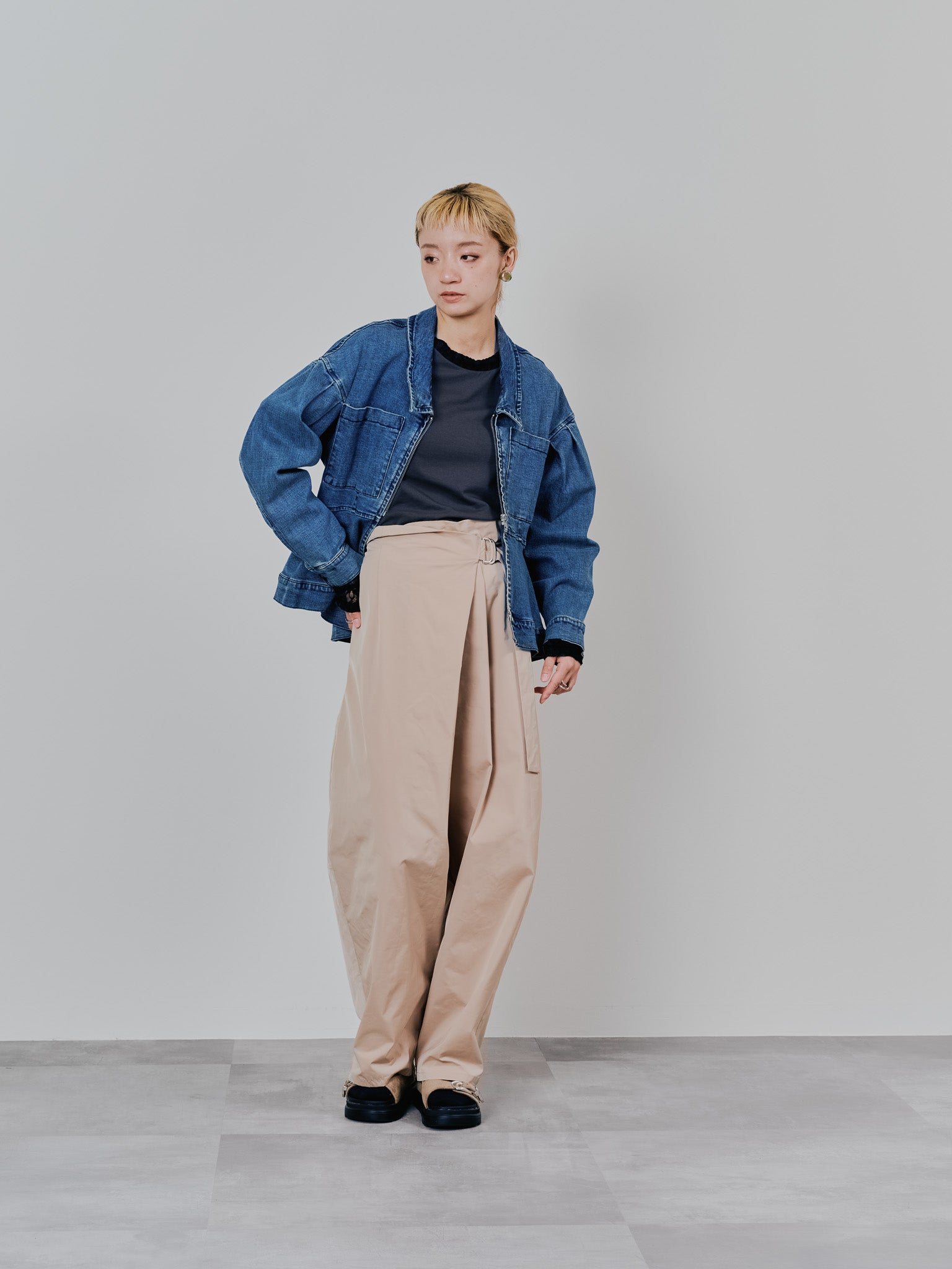ペプラムデニムジャケット [601384] blue