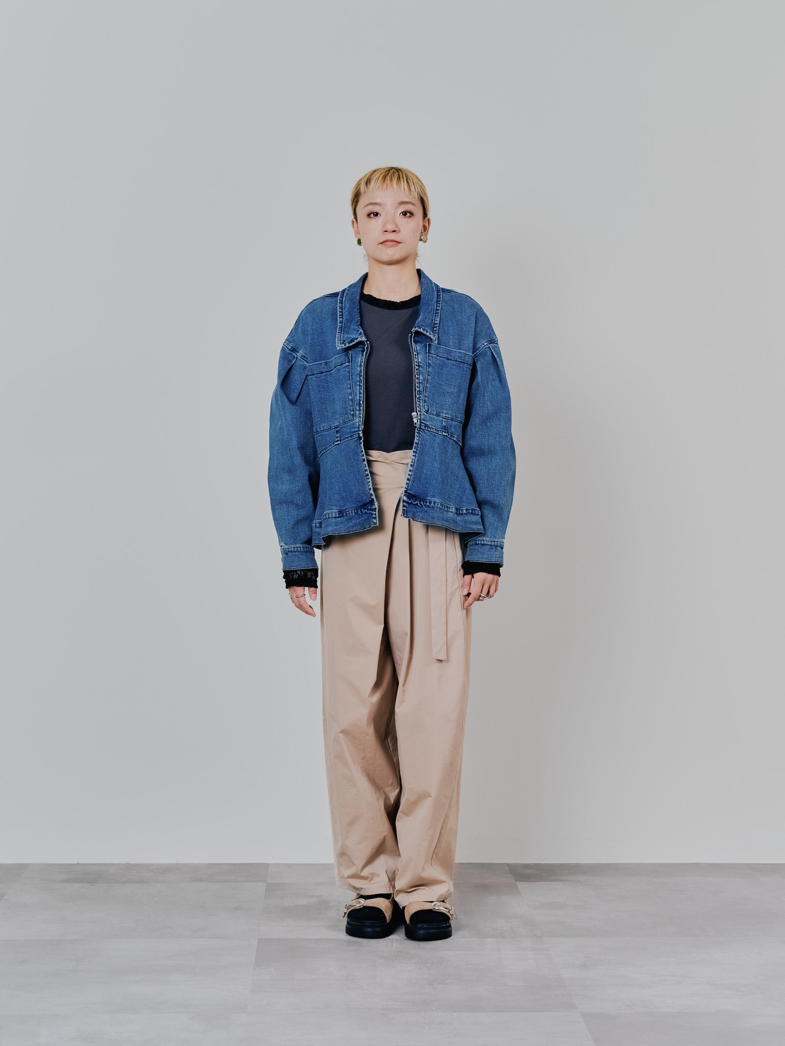 ペプラムデニムジャケット [601384] blue