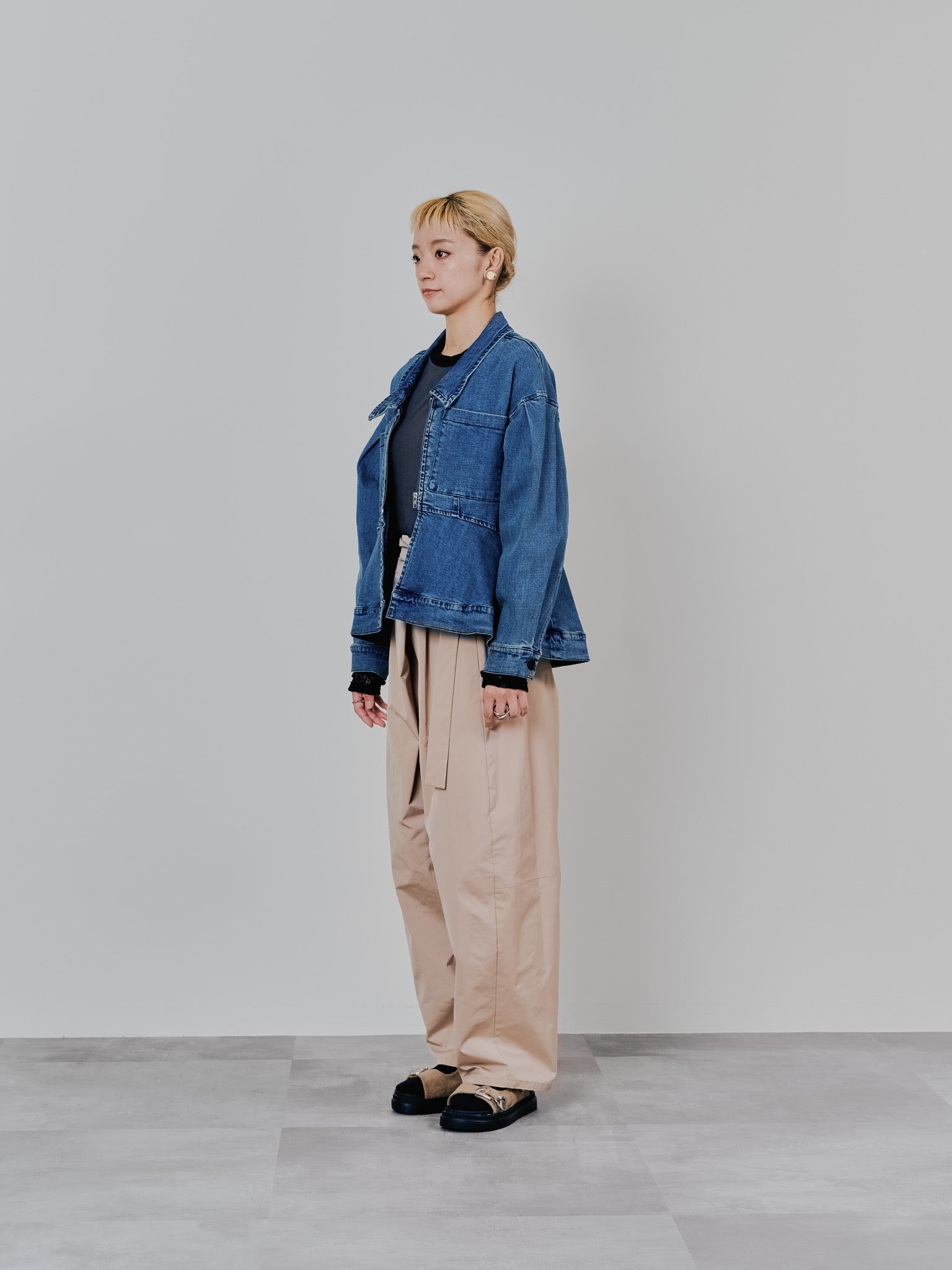 ペプラムデニムジャケット [601384] blue