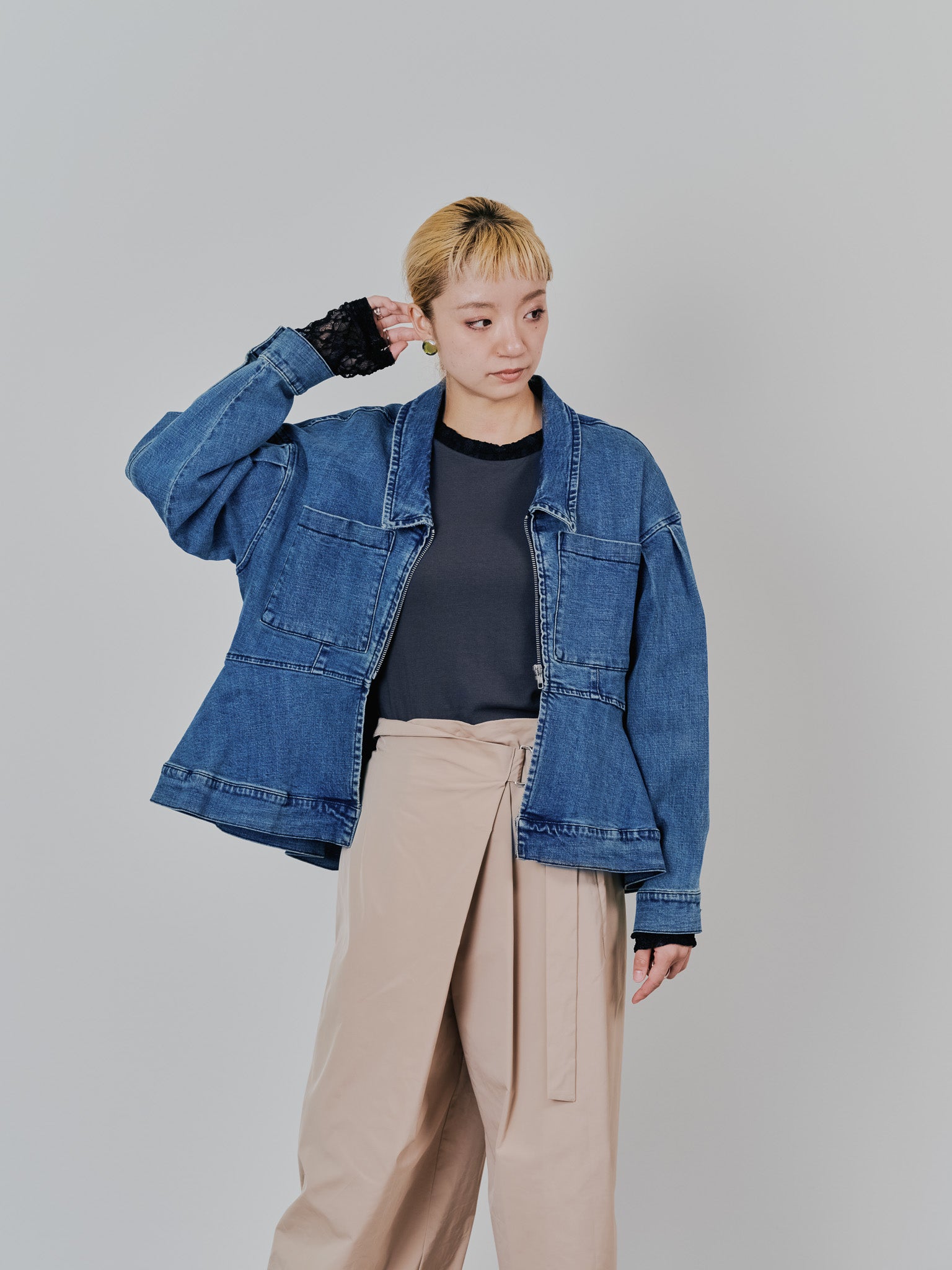 ペプラムデニムジャケット [601384] blue
