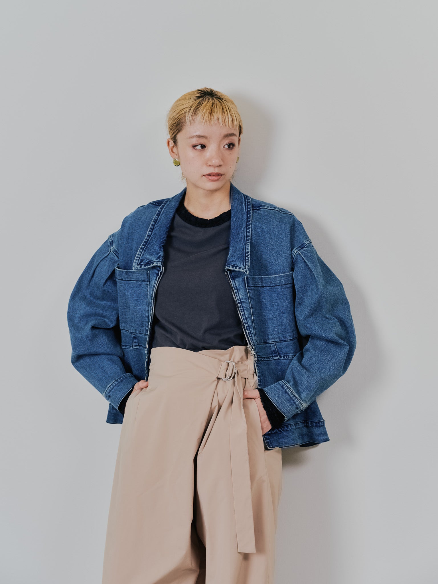 ペプラムデニムジャケット [601384] blue