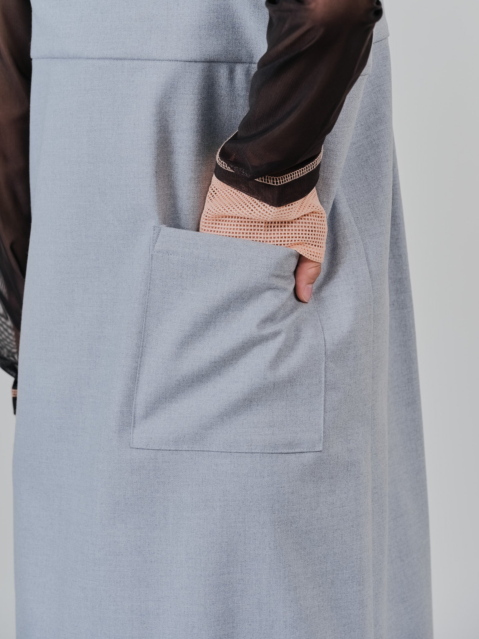 ヘムチェックサスペンダー付スカート [603341] grey