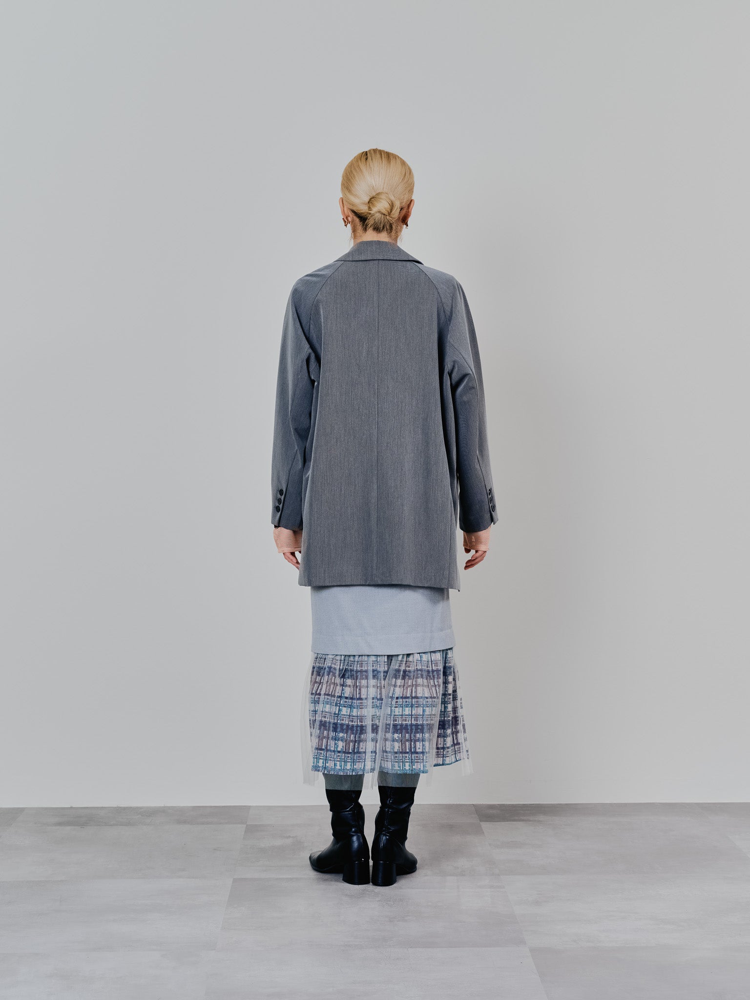 ヘムチェックサスペンダー付スカート [603341] grey