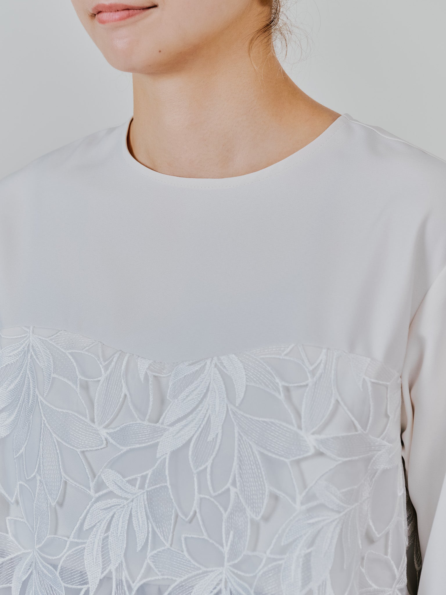 リーフレースティアードトップス [608315] white