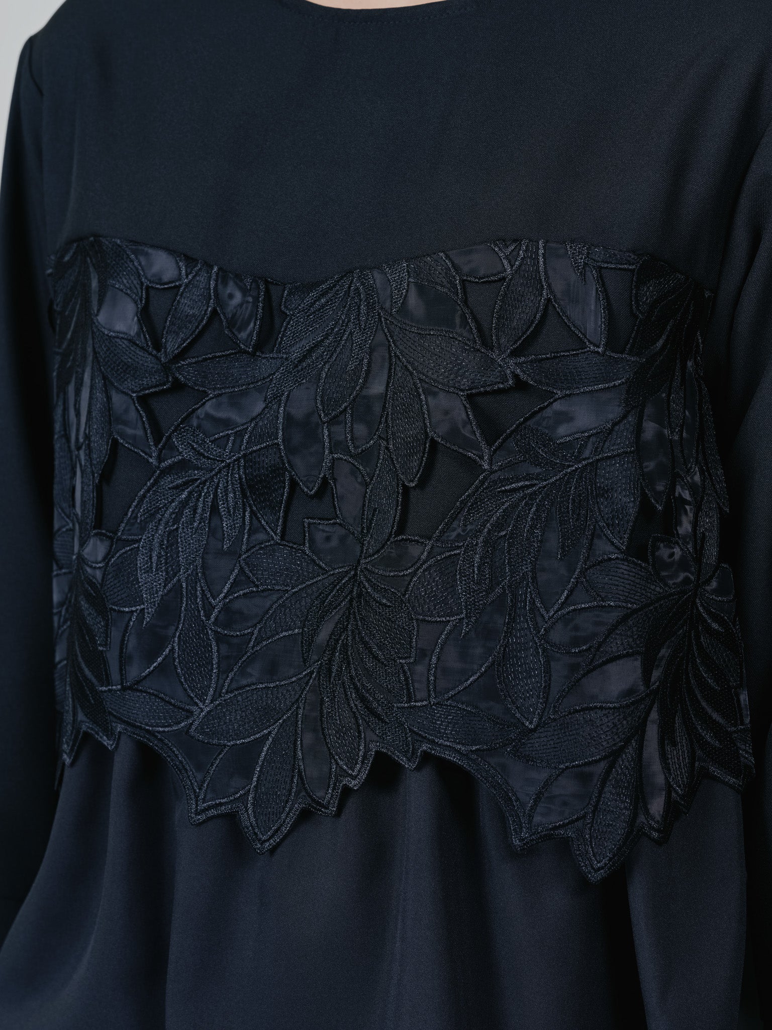 リーフレースティアードトップス [608315] black