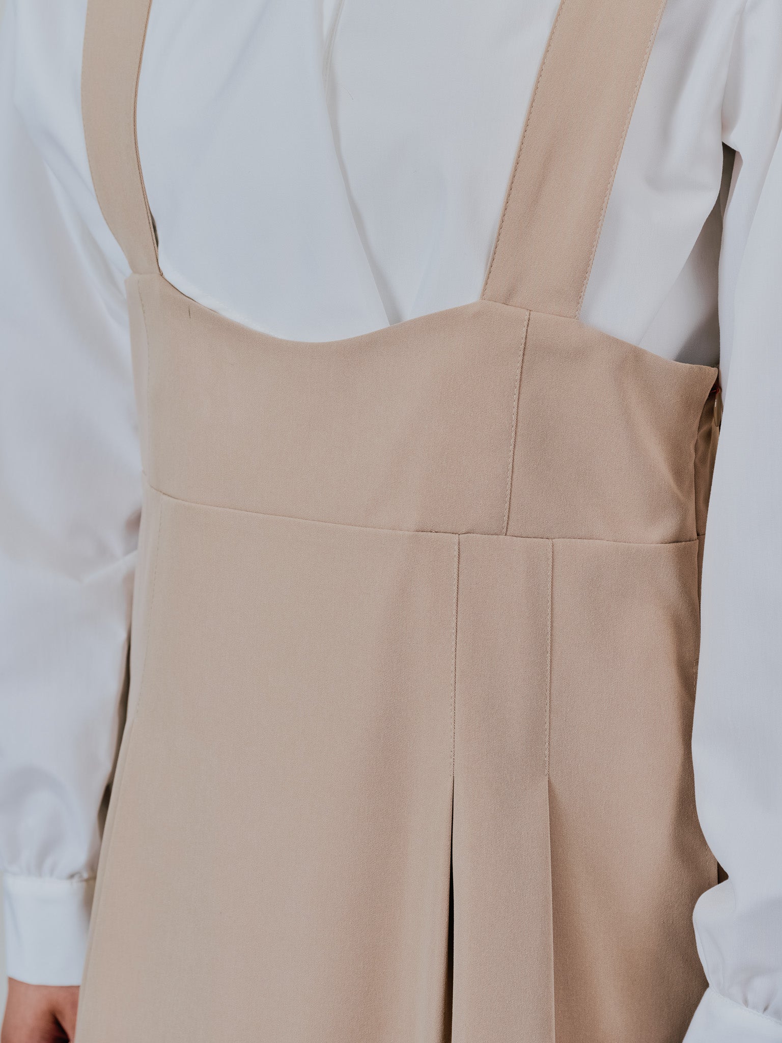 【SALE】チュールドッキングチノジャンパースカ―ト [601418] beige