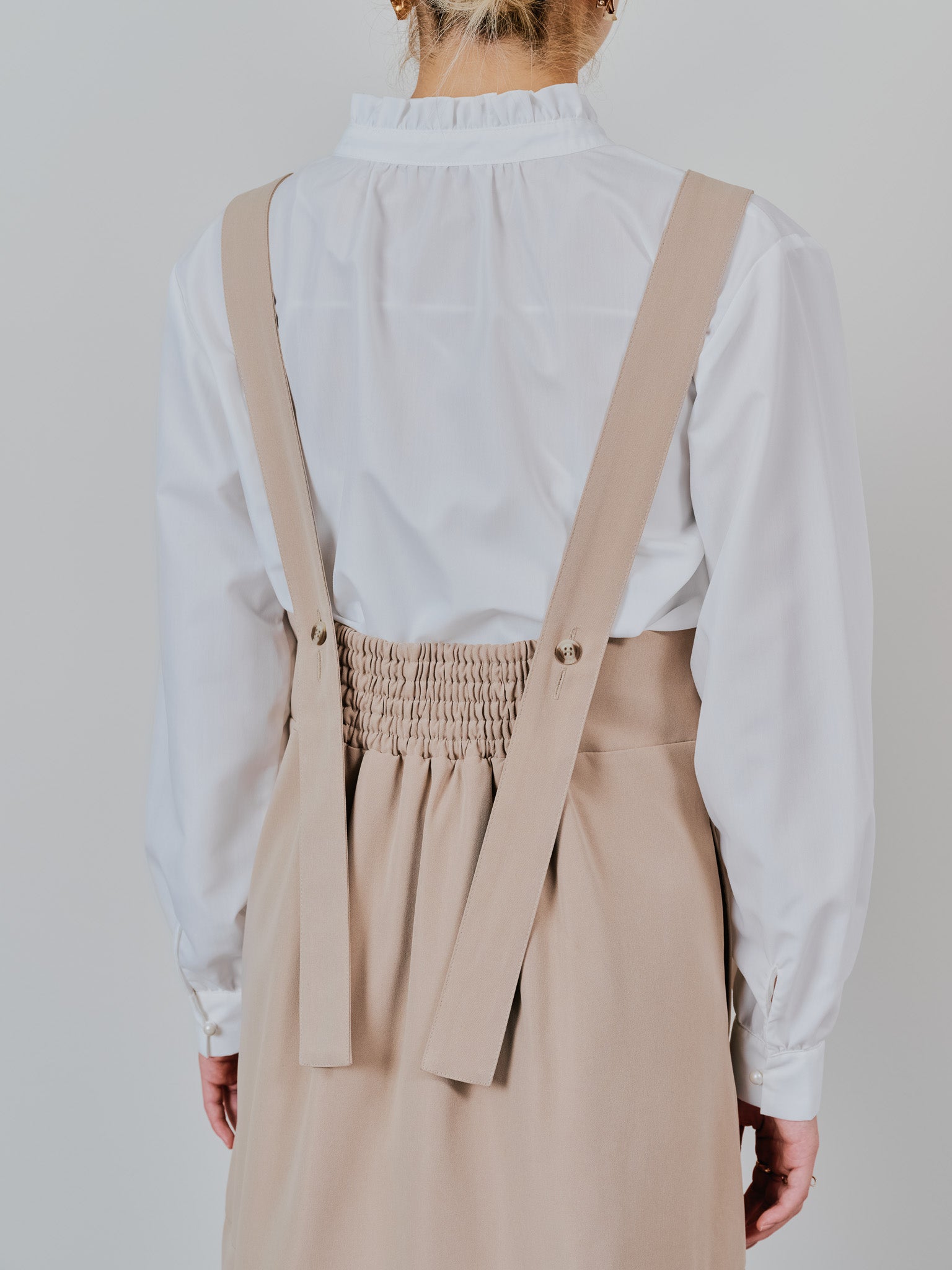 【SALE】チュールドッキングチノジャンパースカ―ト [601418] beige