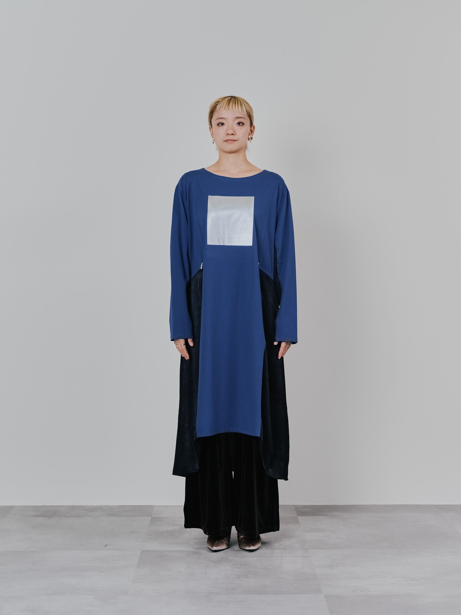 箔プリントカットソーワンピース [601416] blue