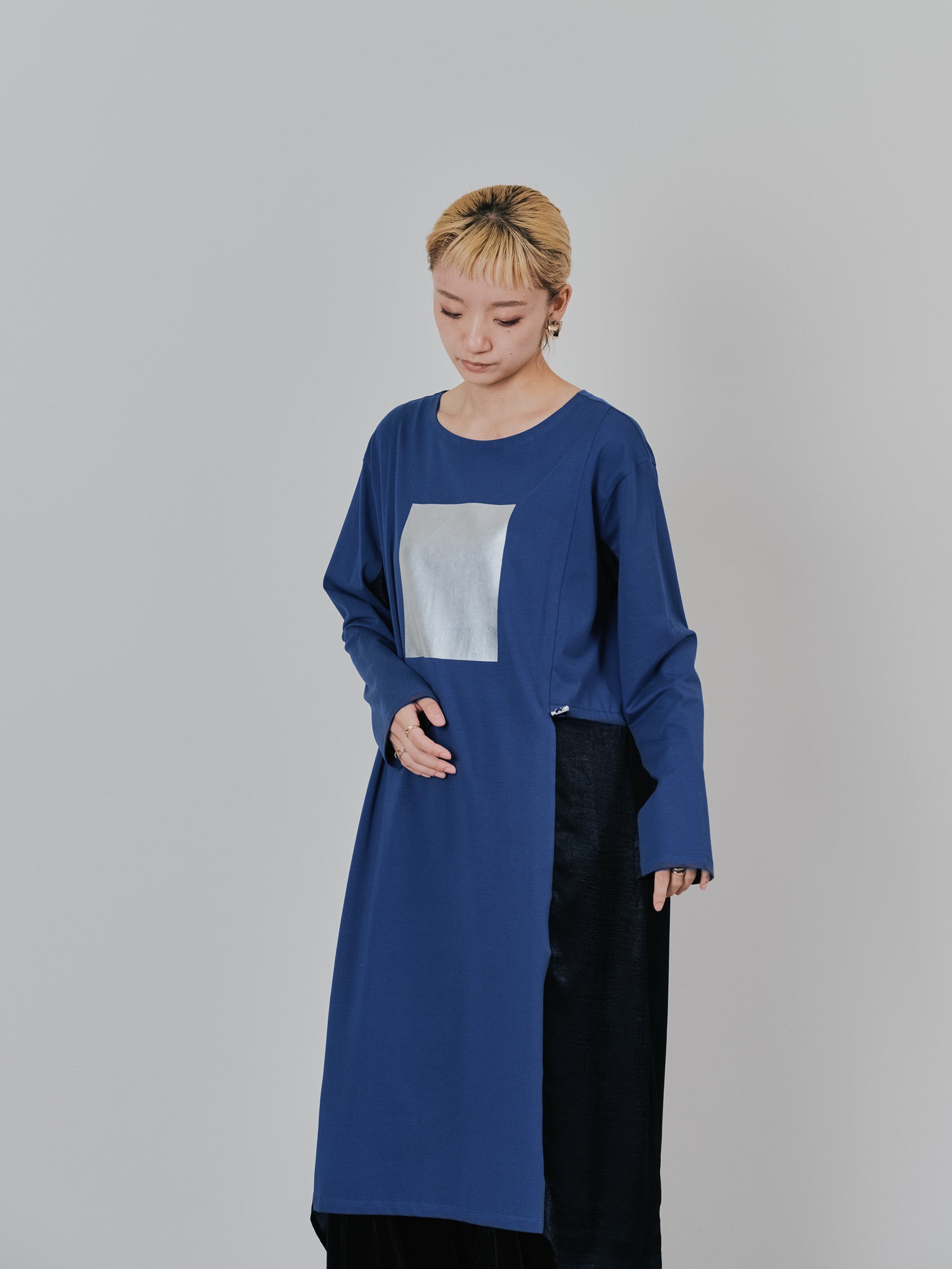 箔プリントカットソーワンピース [601416] blue