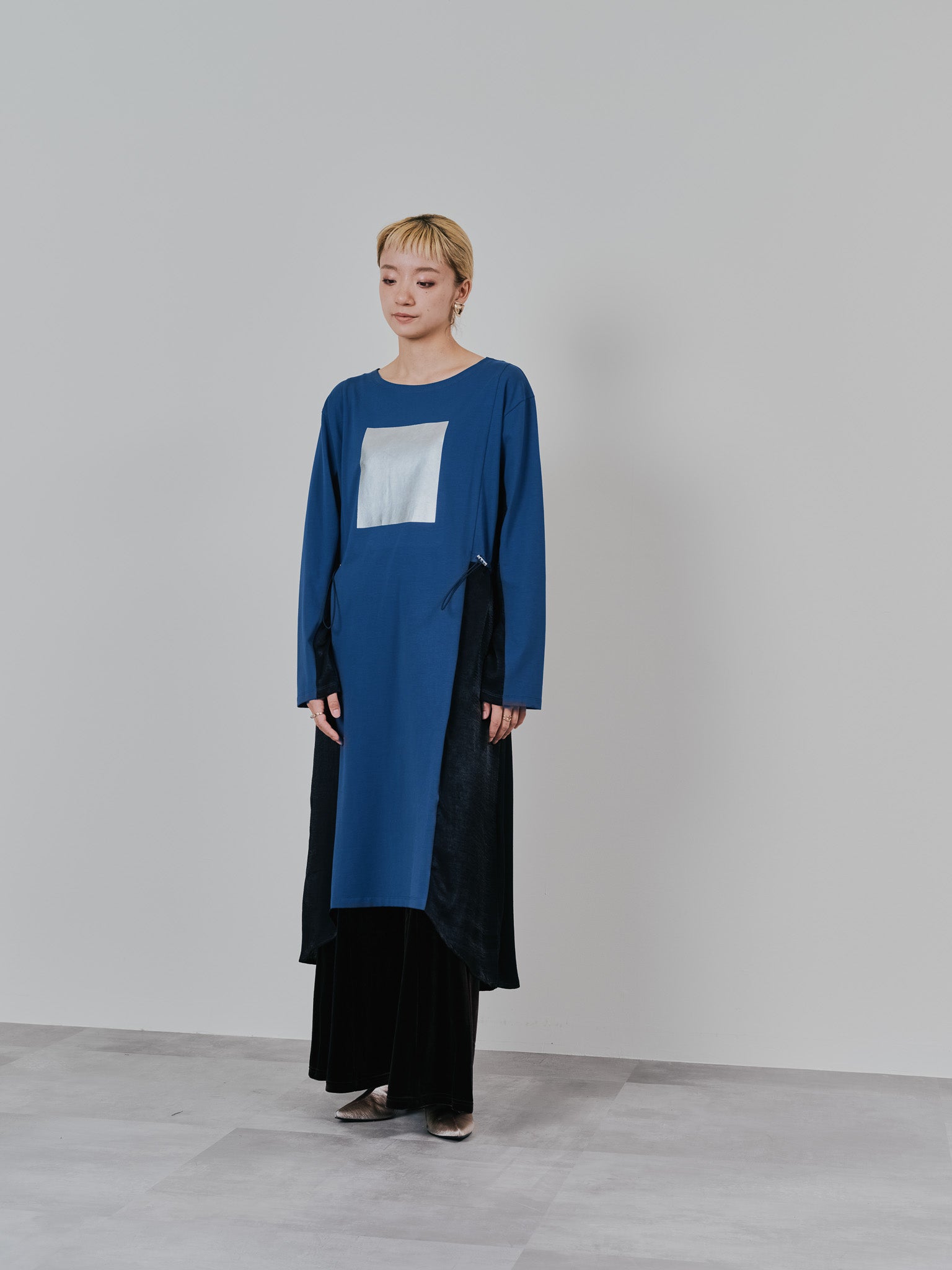 箔プリントカットソーワンピース [601416] blue