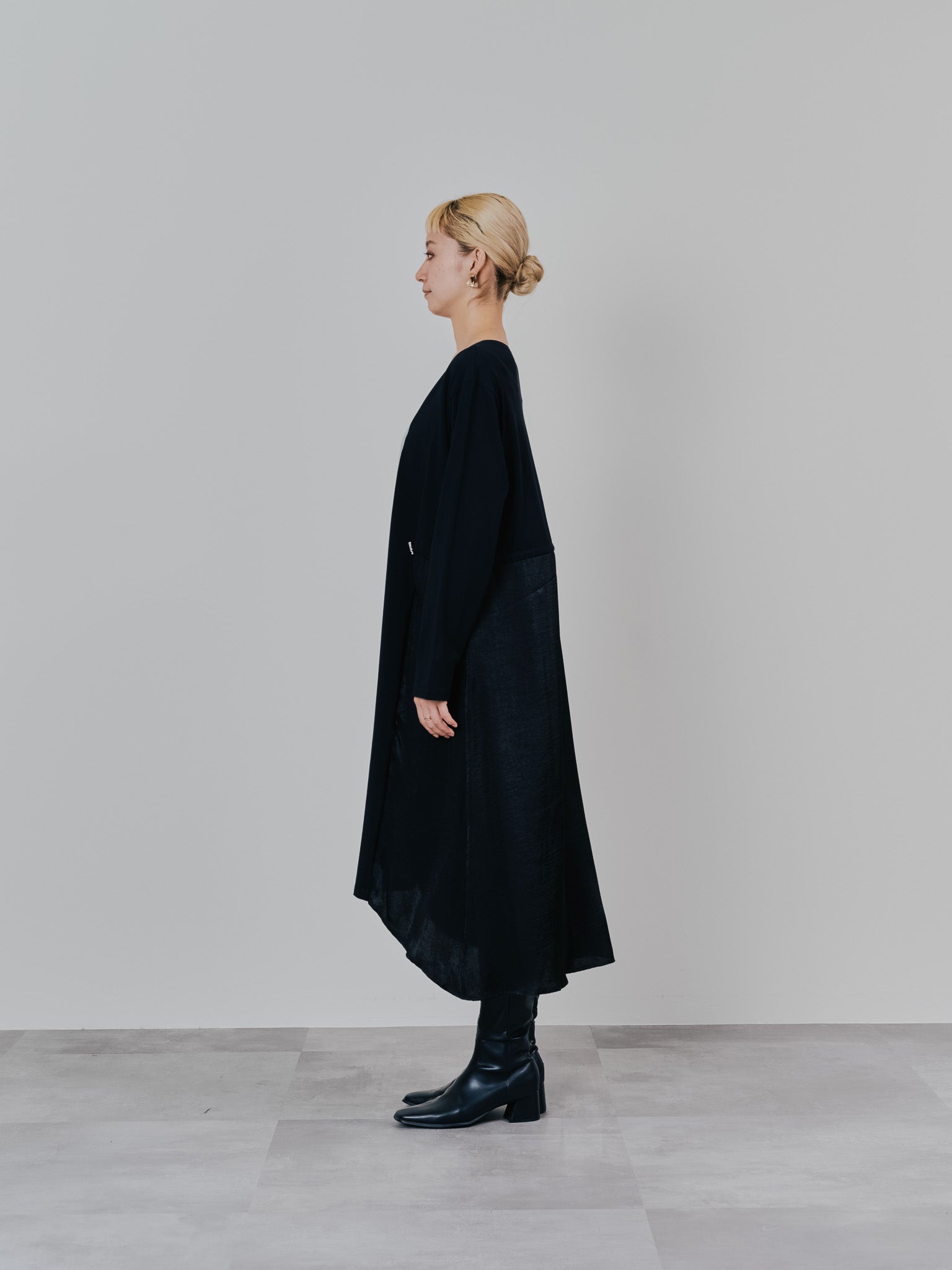 箔プリントカットソーワンピース [601416] black
