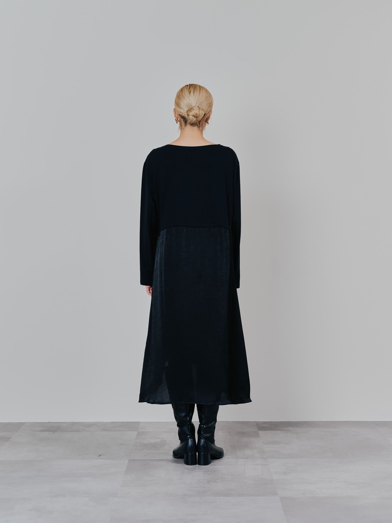 箔プリントカットソーワンピース [601416] black