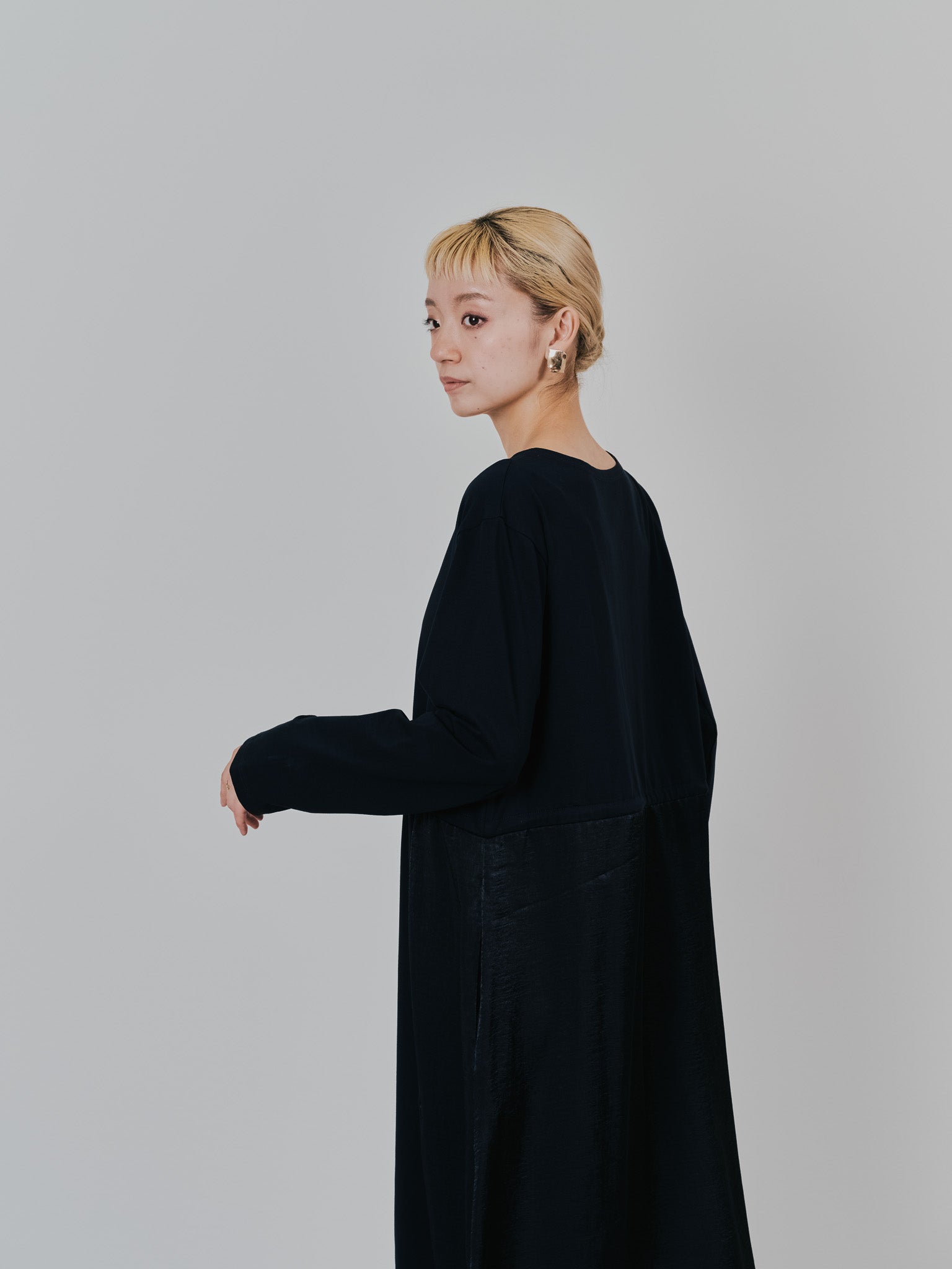 箔プリントカットソーワンピース [601416] black
