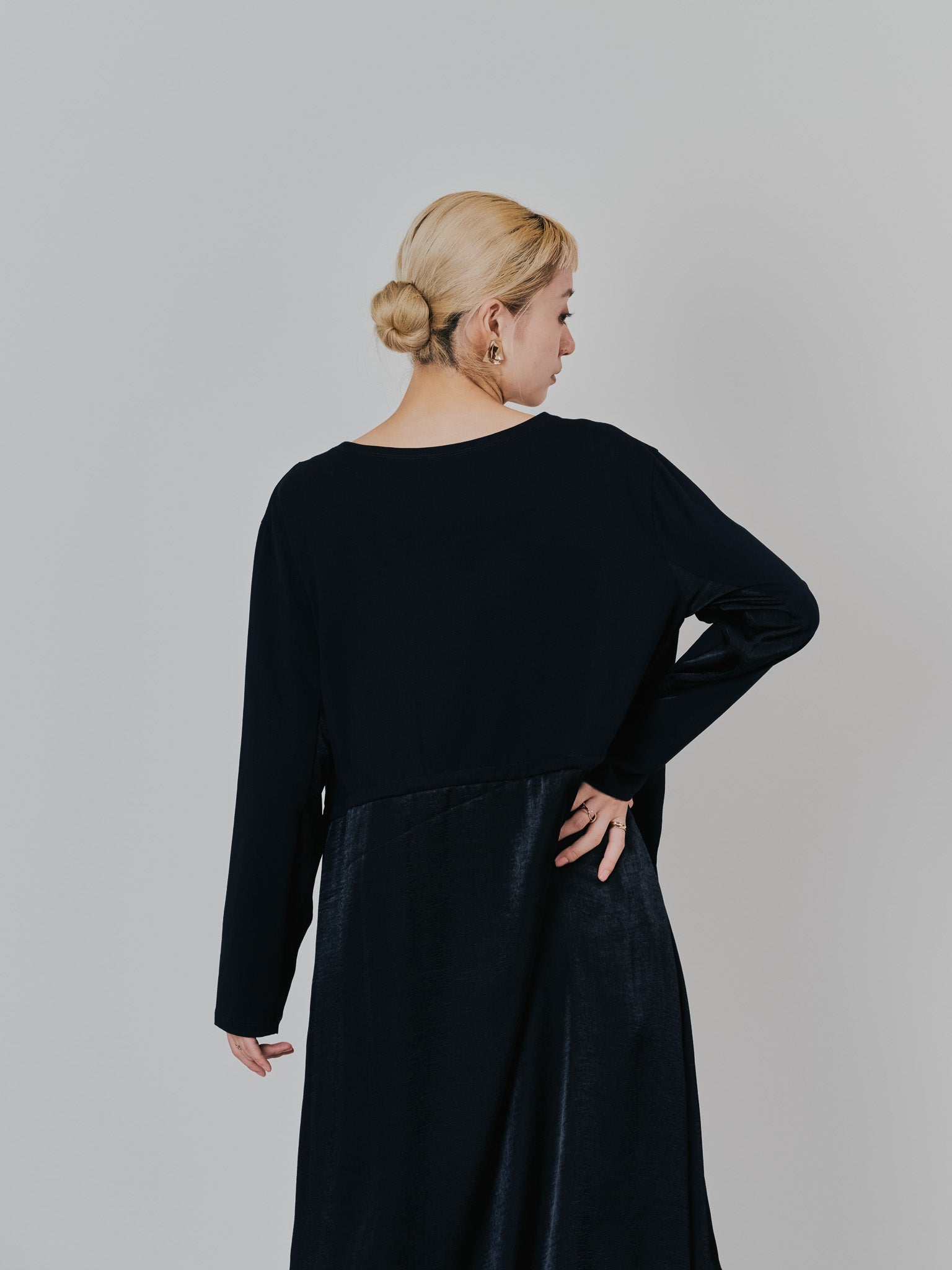 箔プリントカットソーワンピース [601416] black