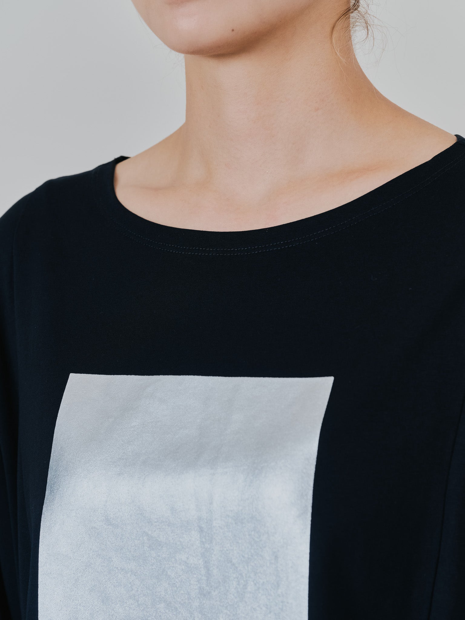 箔プリントカットソーワンピース [601416] black