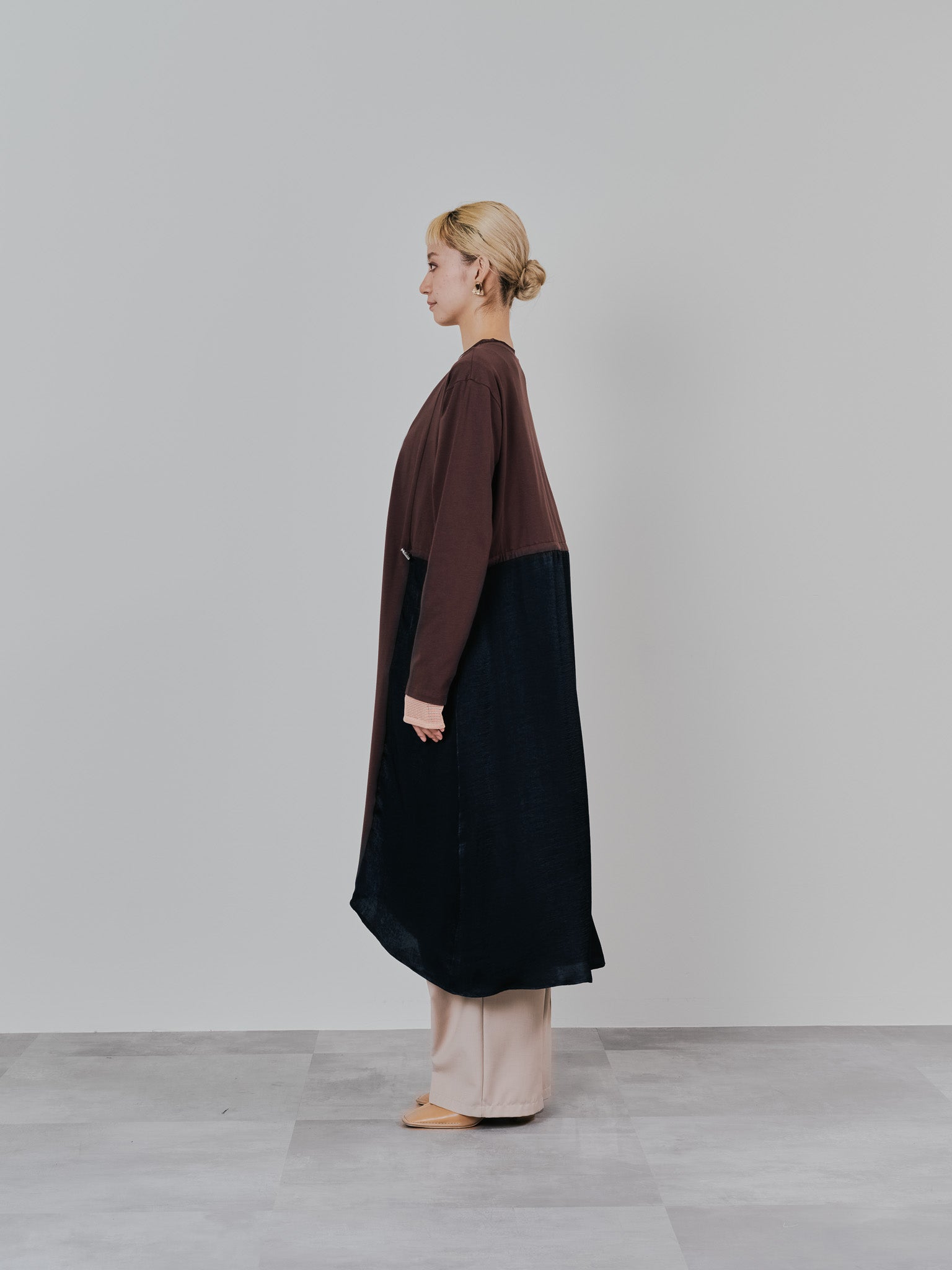 箔プリントカットソーワンピース [601416] brown