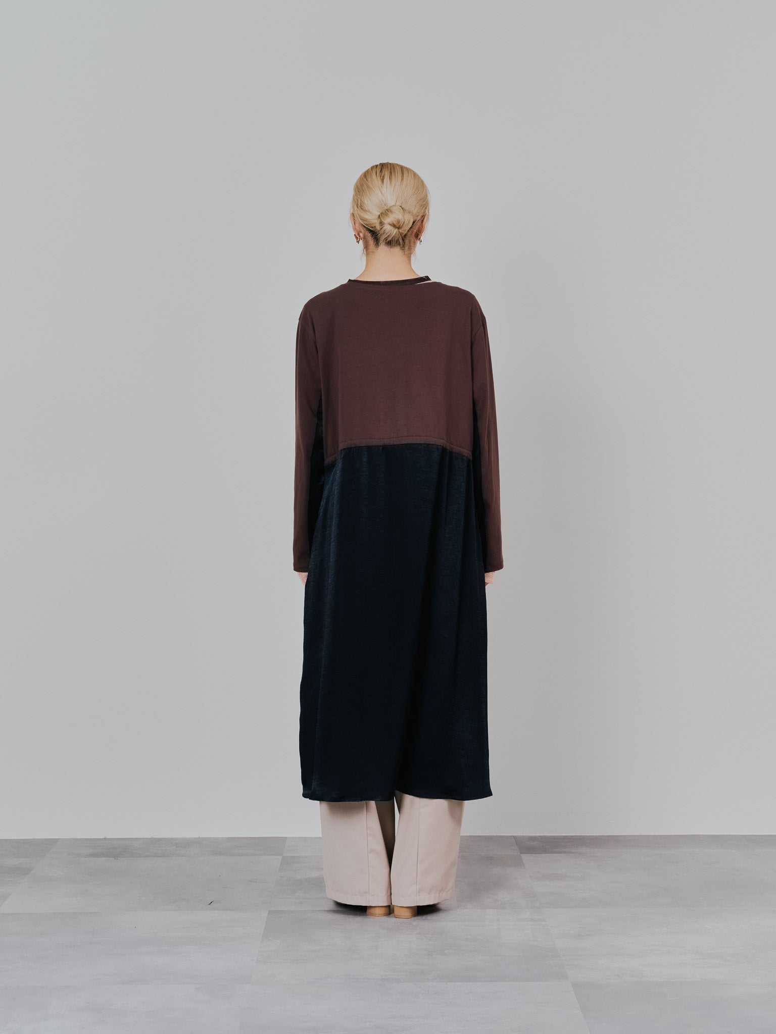箔プリントカットソーワンピース [601416] brown