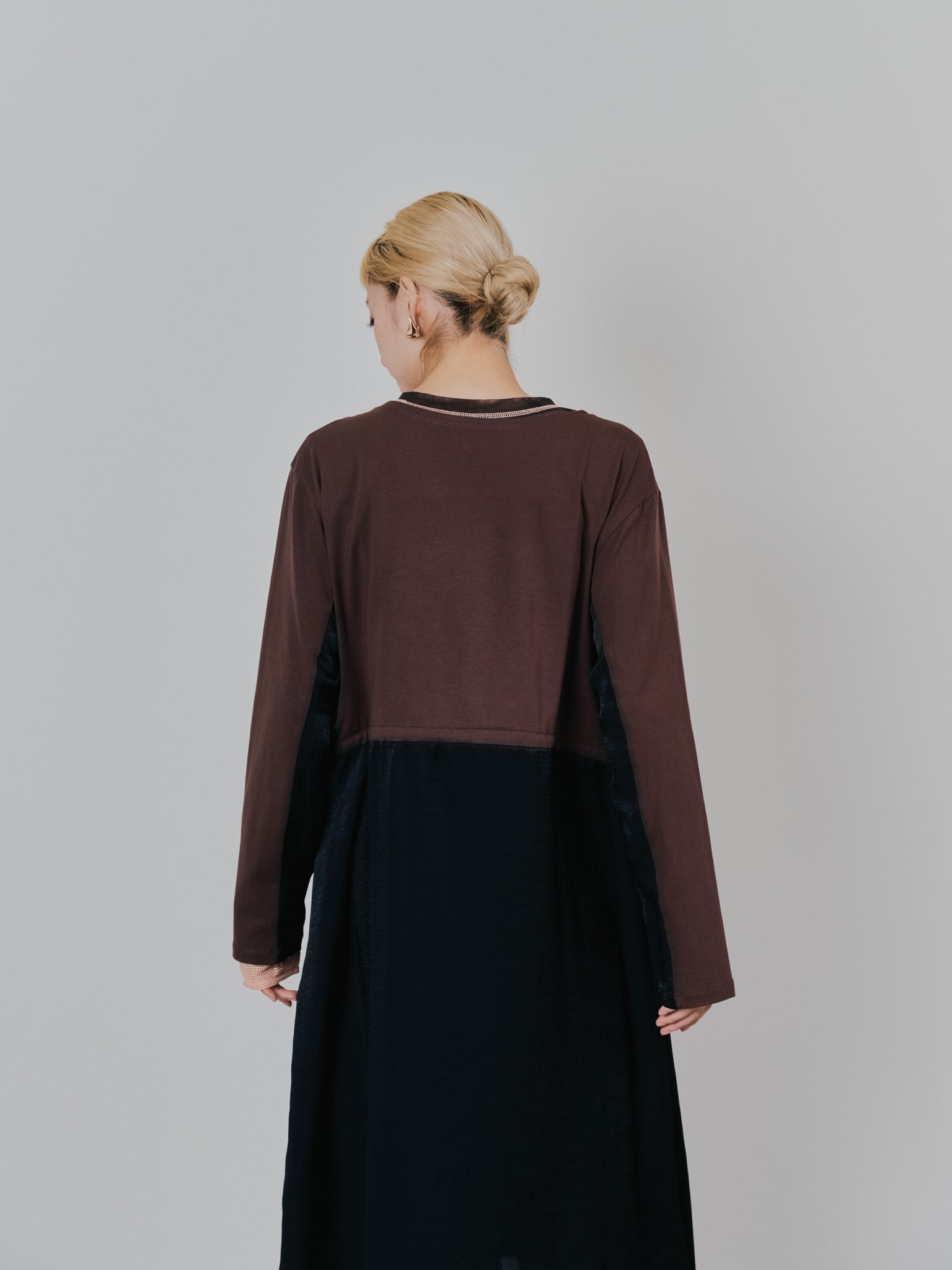 箔プリントカットソーワンピース [601416] brown