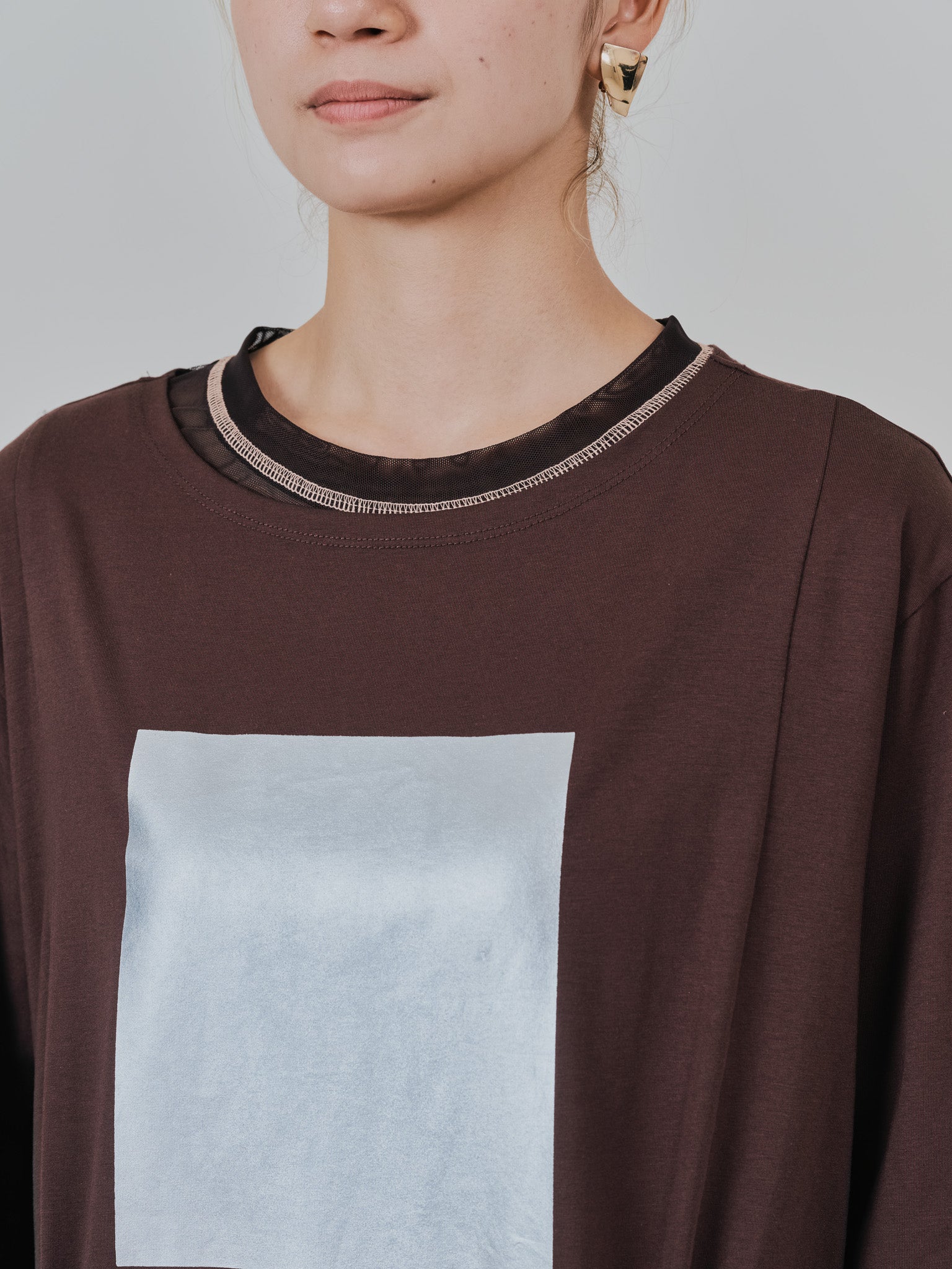 箔プリントカットソーワンピース [601416] brown