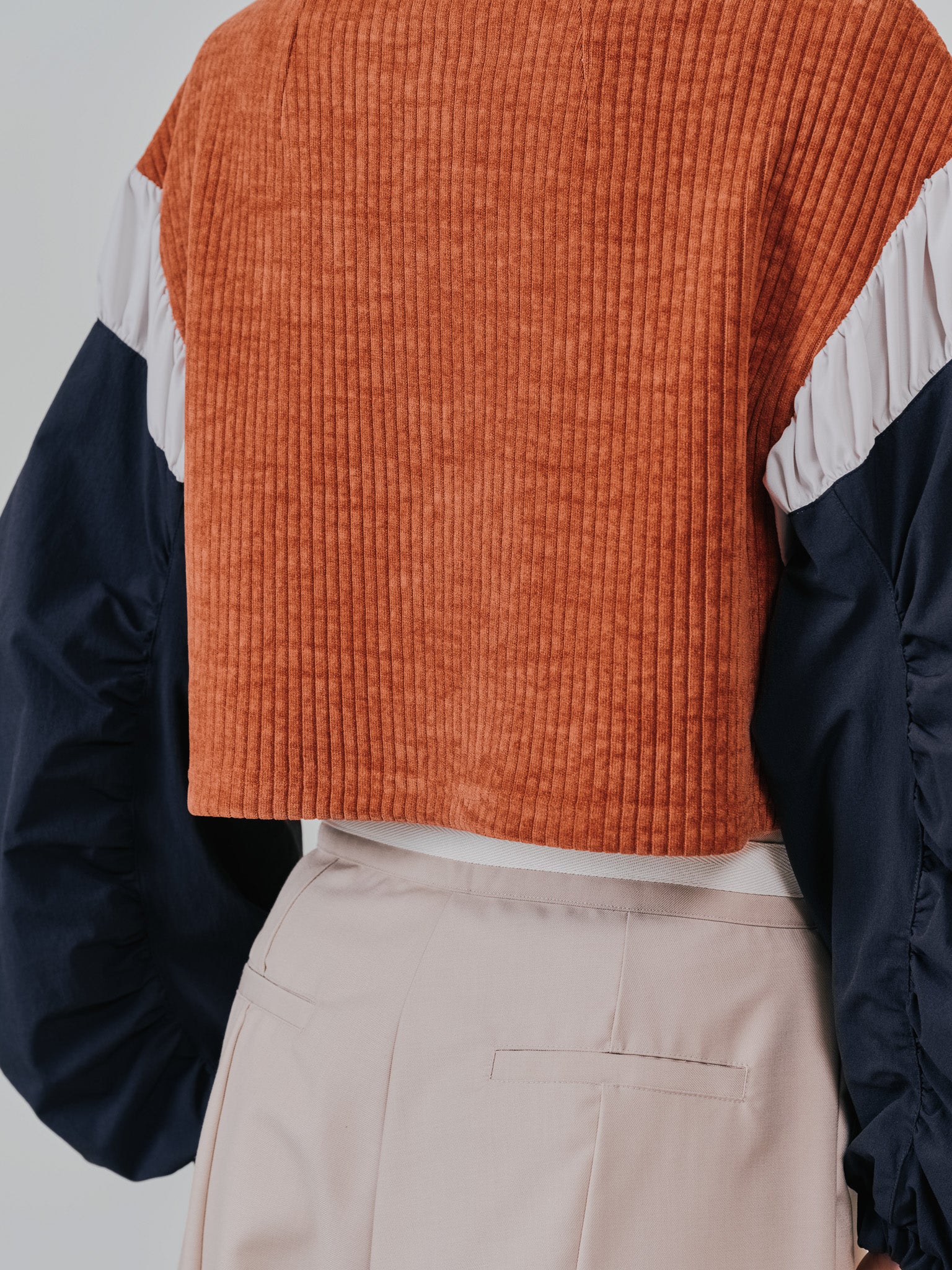 MA-1 スリーブコーデュロイライクニットソー [608316] orange